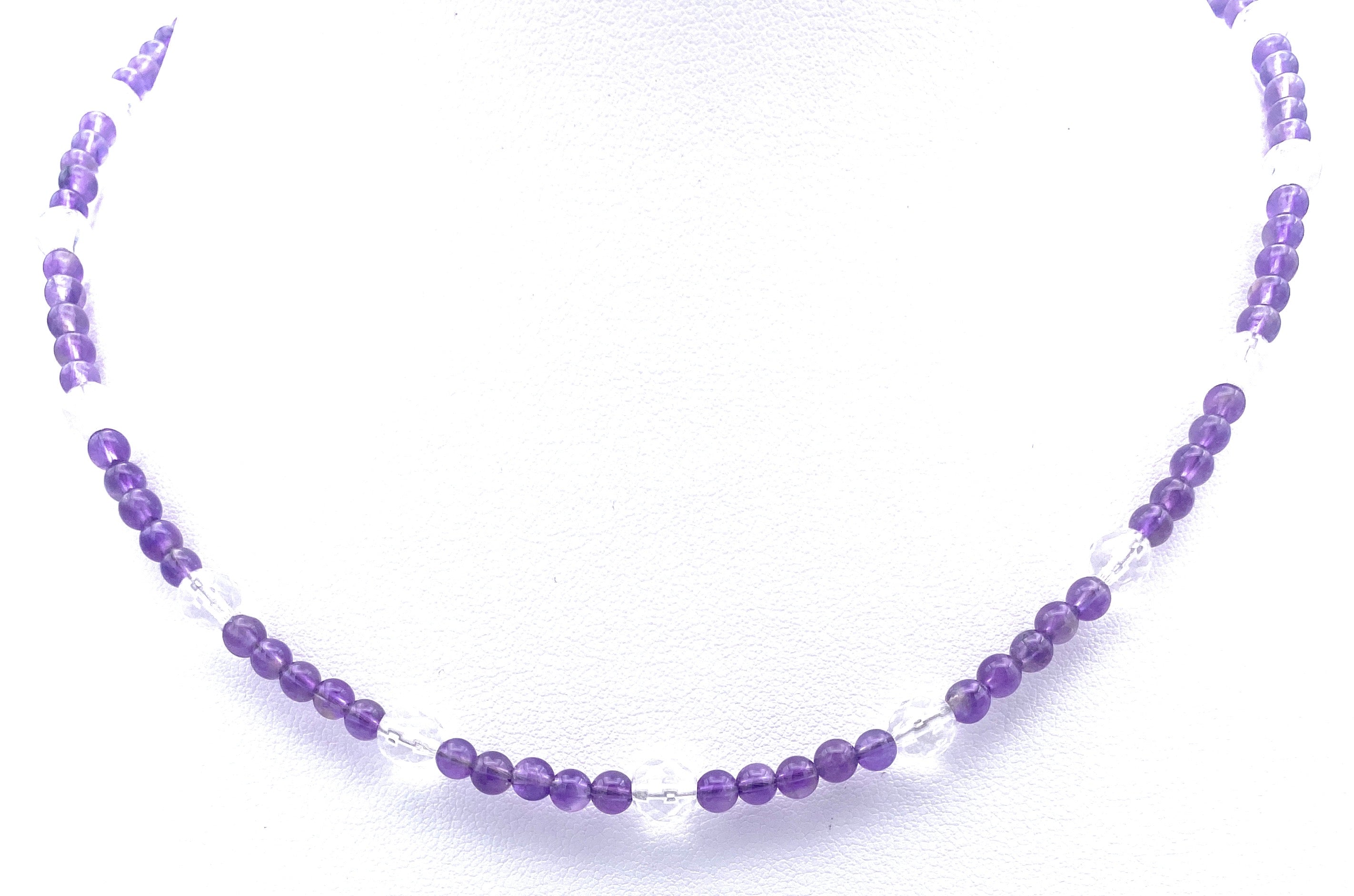 Amethyst Halskette 4mm mit Bergkristall