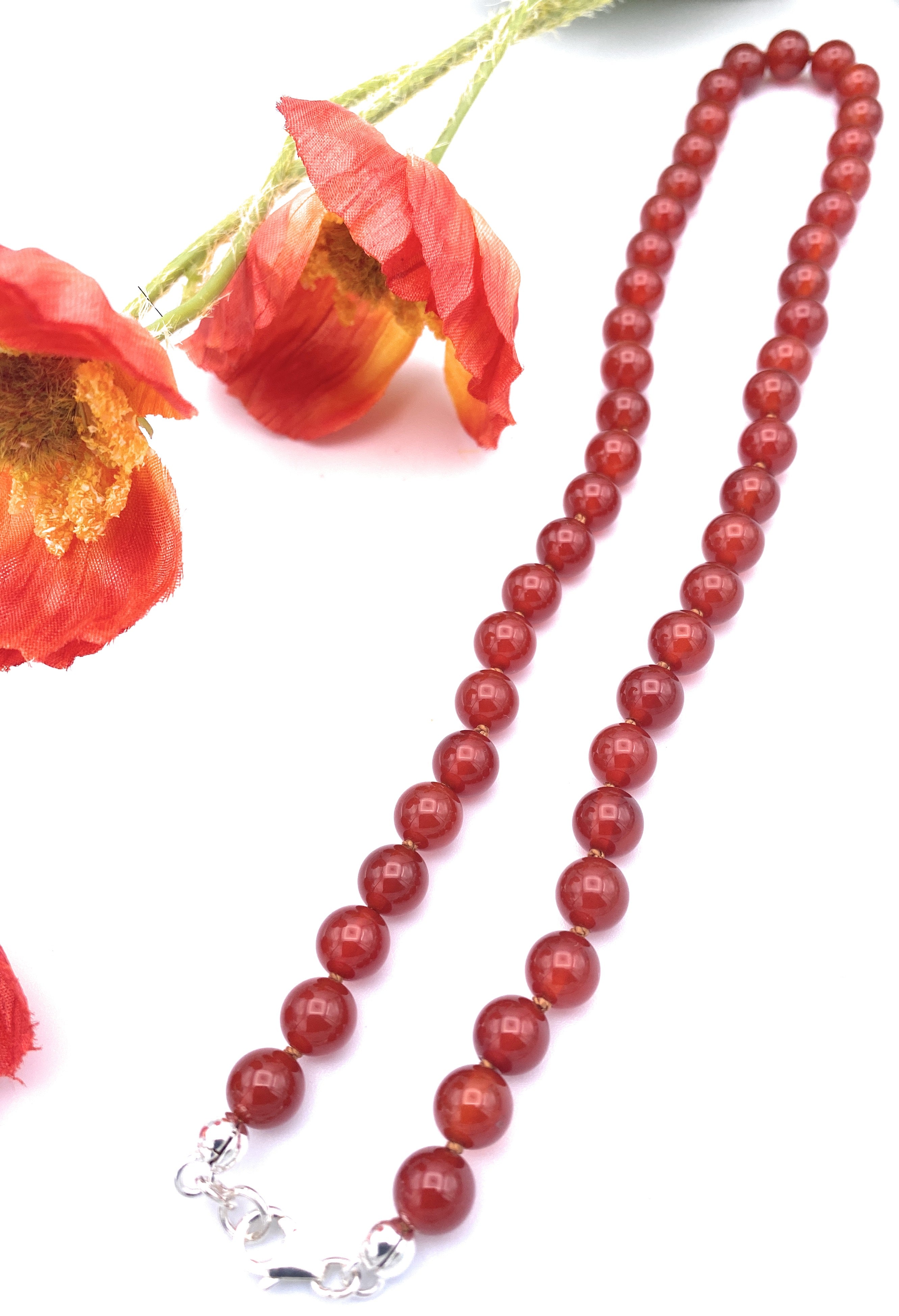 Carneol Kugel Halskette 8mm