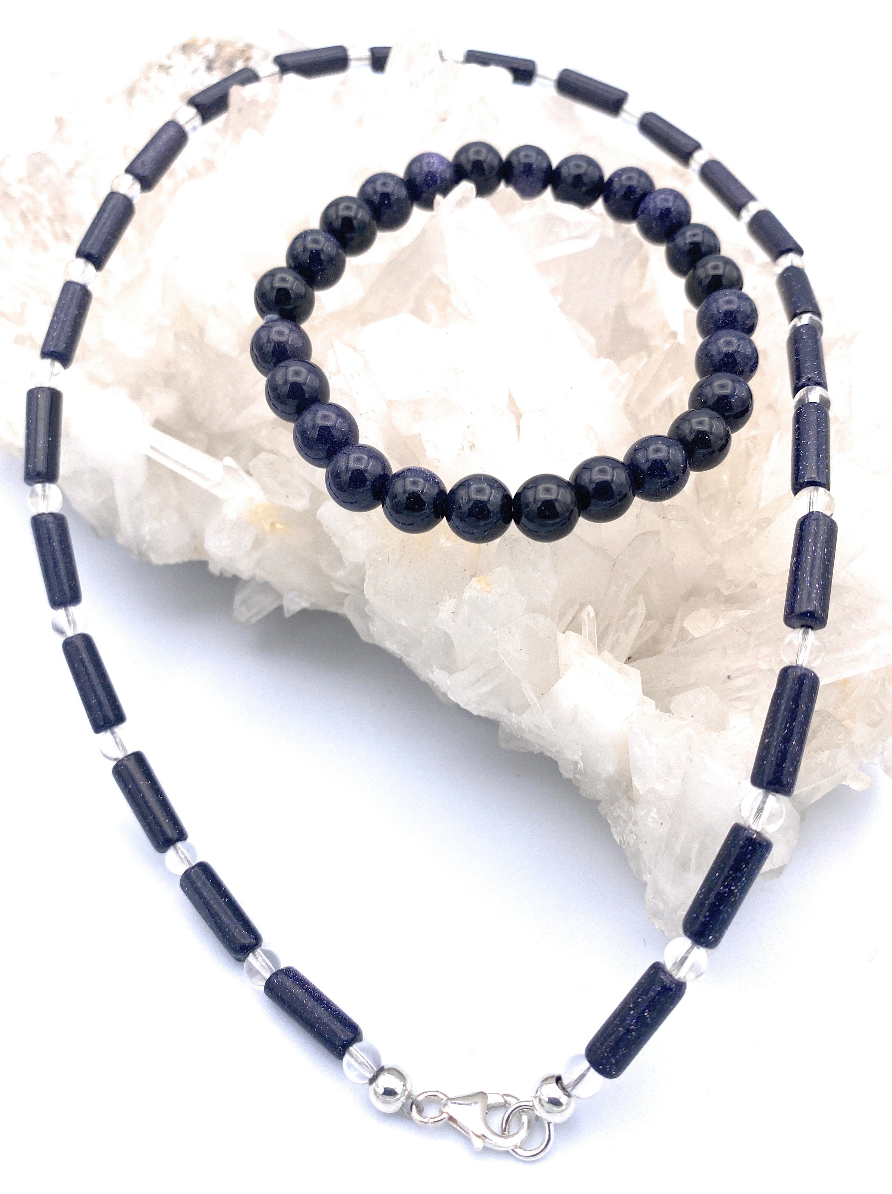 Blaufluss Walzenkette mit Bergkristall