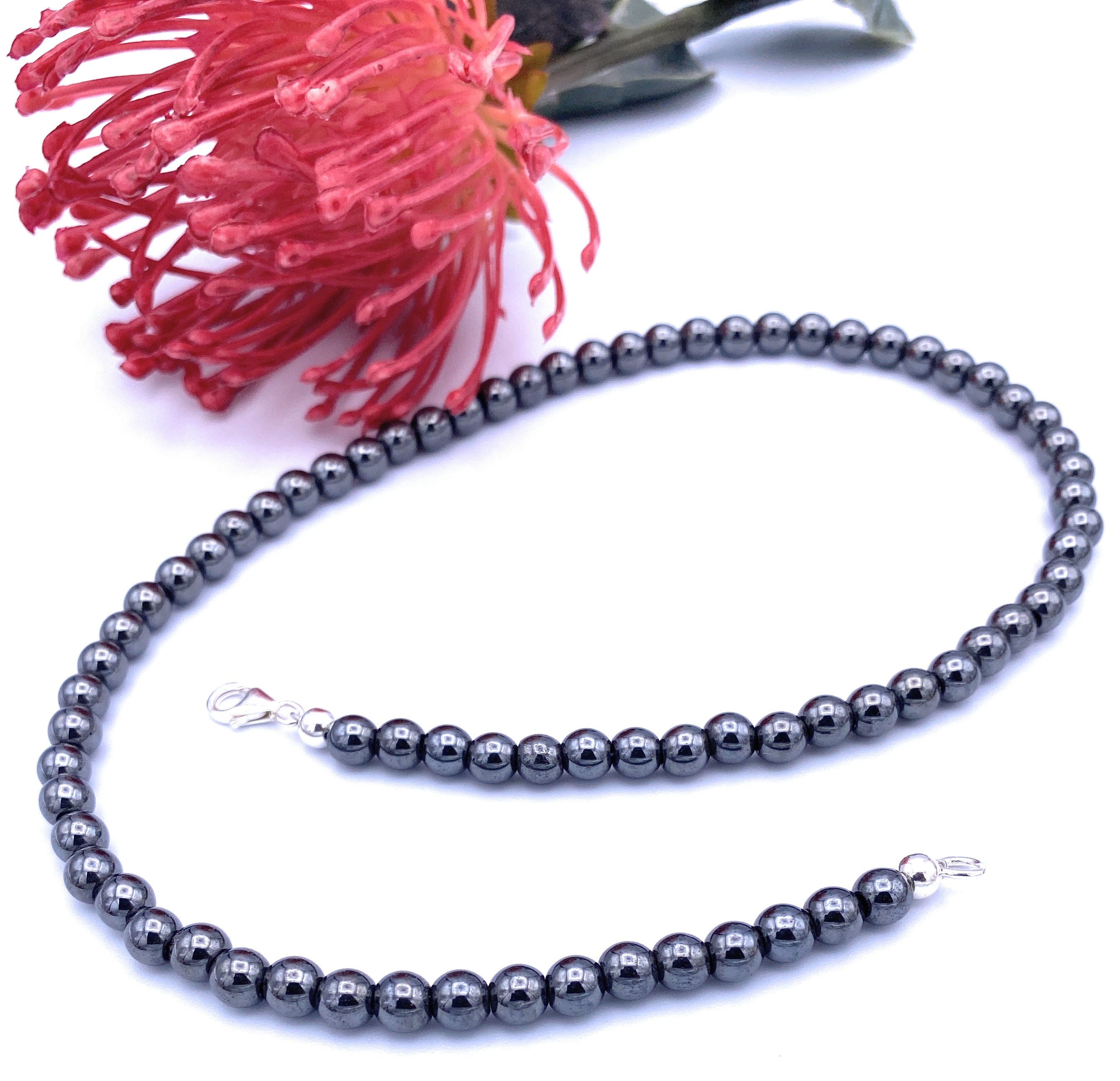 Hämatit Kugel Halskette 6mm