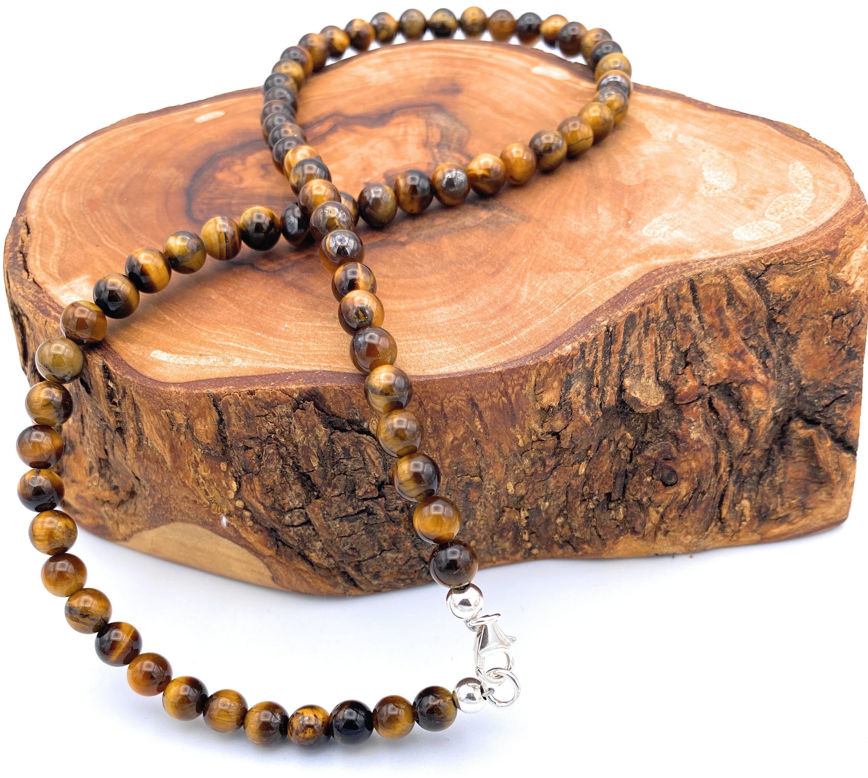 Tigerauge Kugel Halskette 6mm