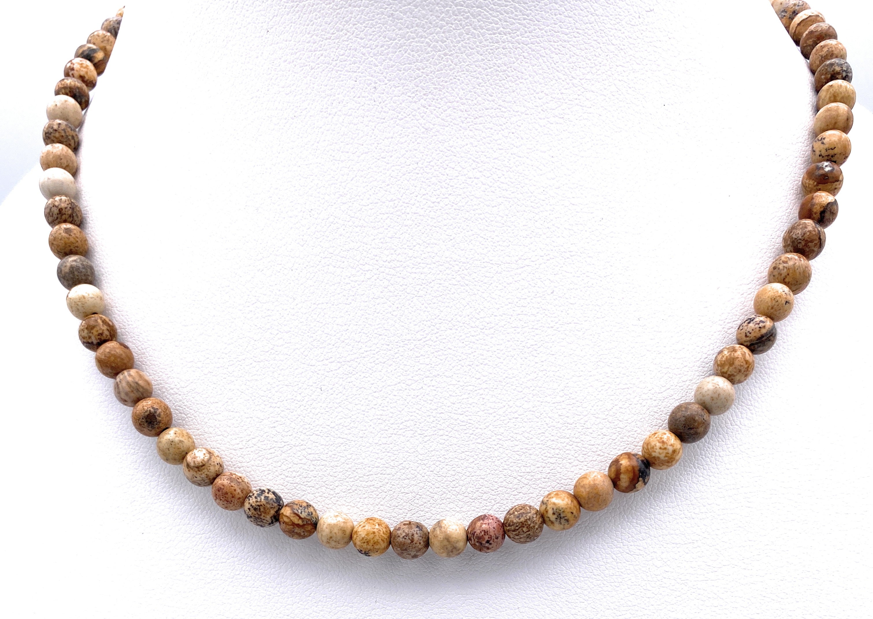 Landschafts-Jaspis Kugel Halskette 6mm