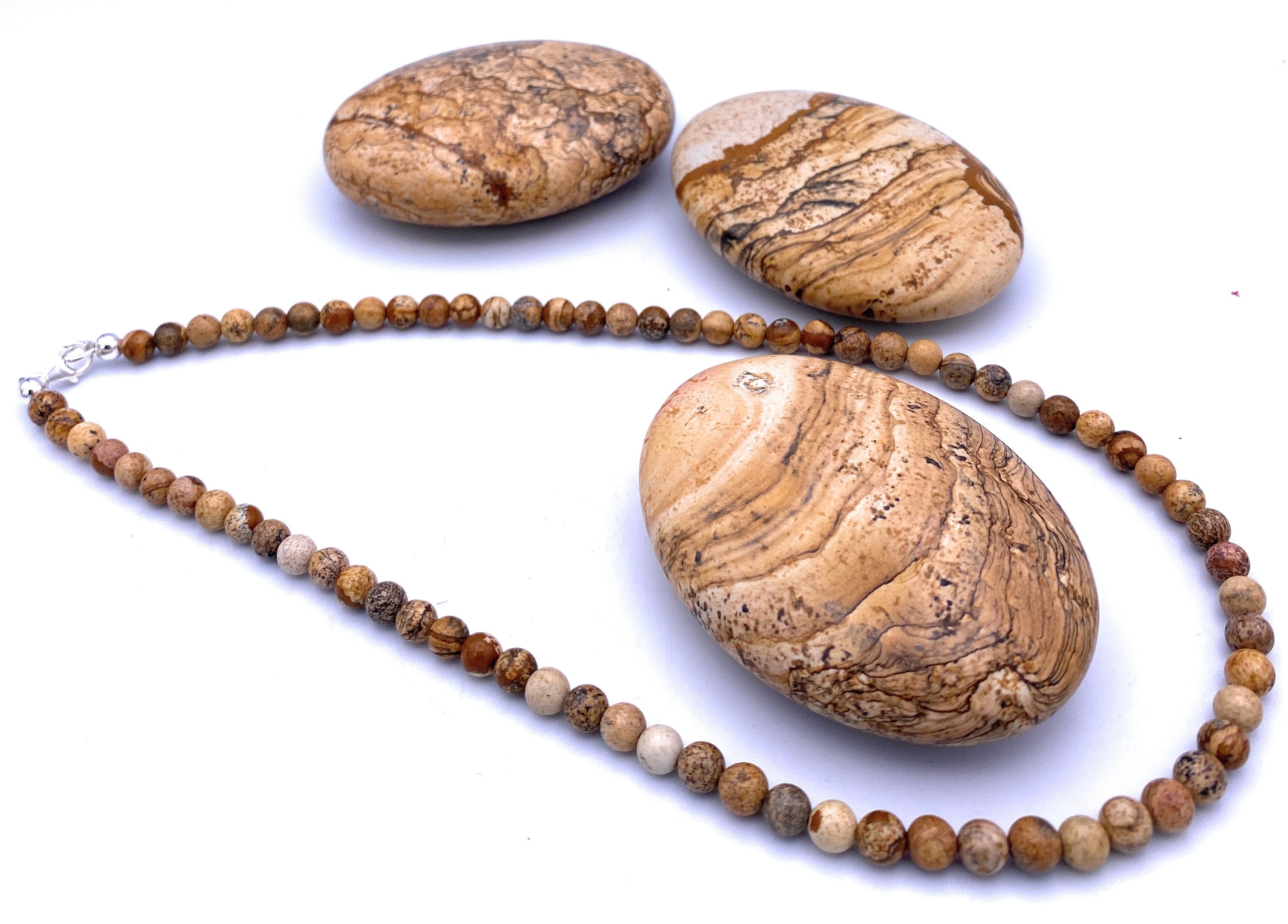 Landschafts-Jaspis Kugel Halskette 6mm