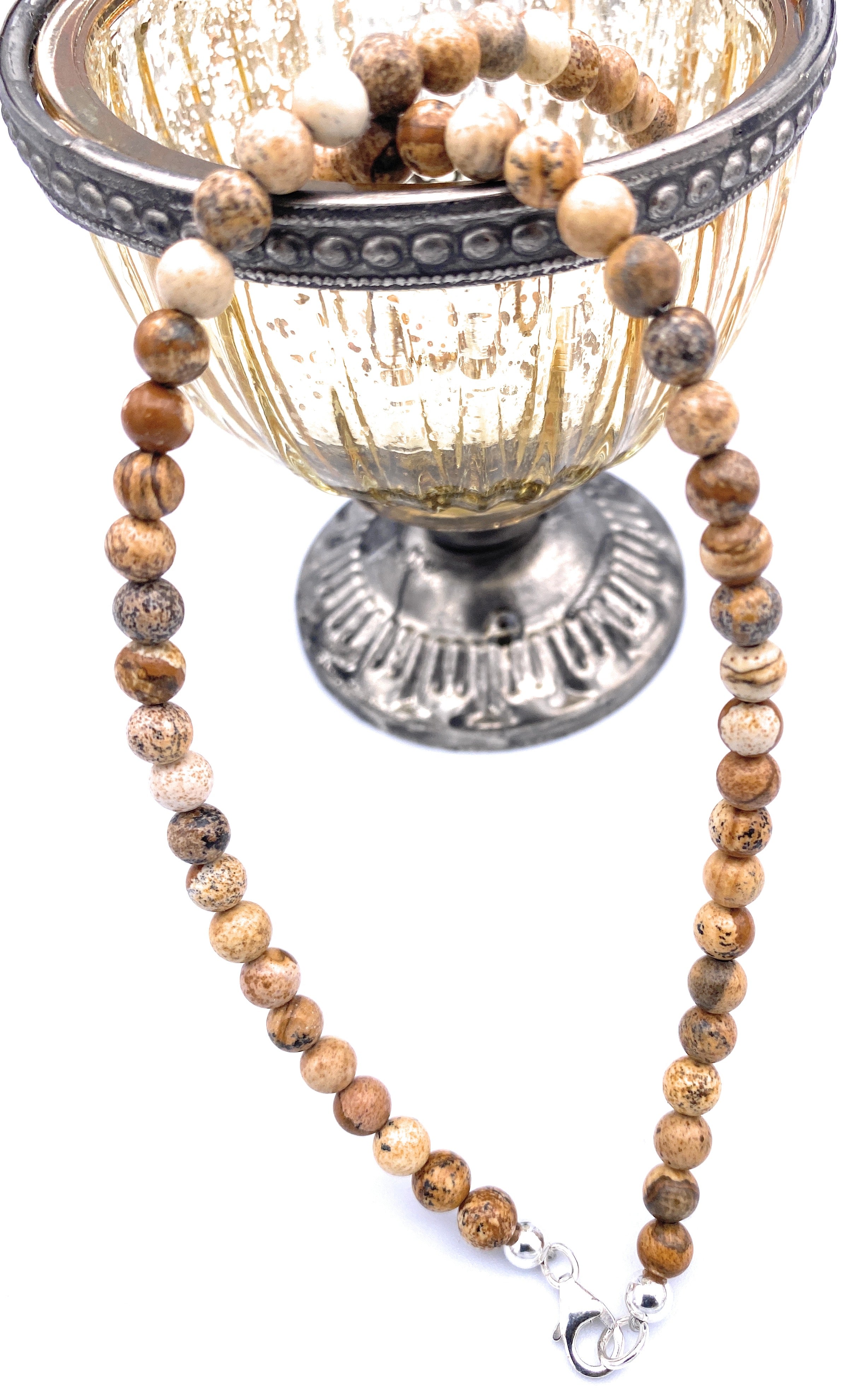 Landschafts-Jaspis Kugel Halskette 6mm