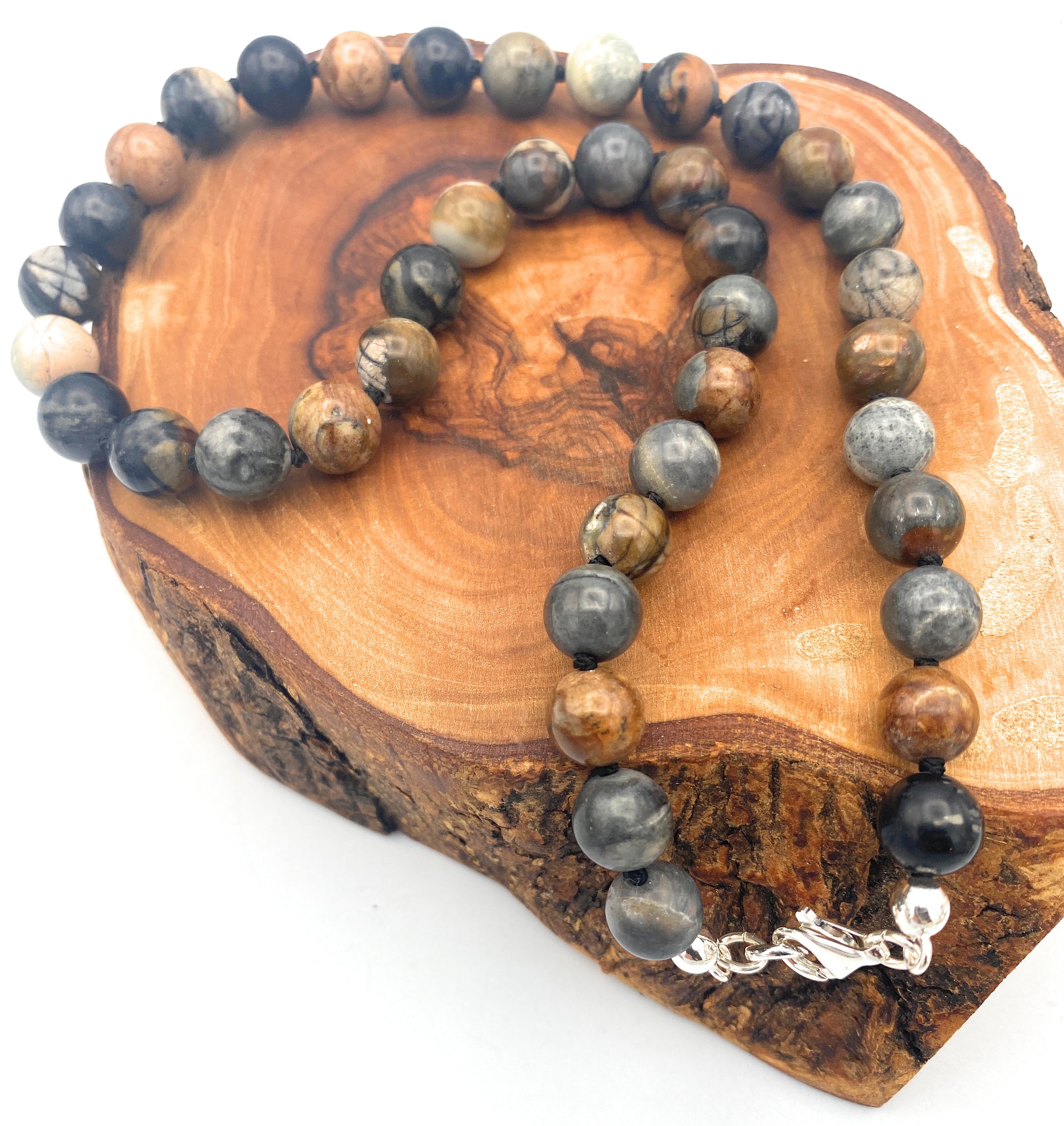 Picasso-Jaspis Kugel Halskette 10mm