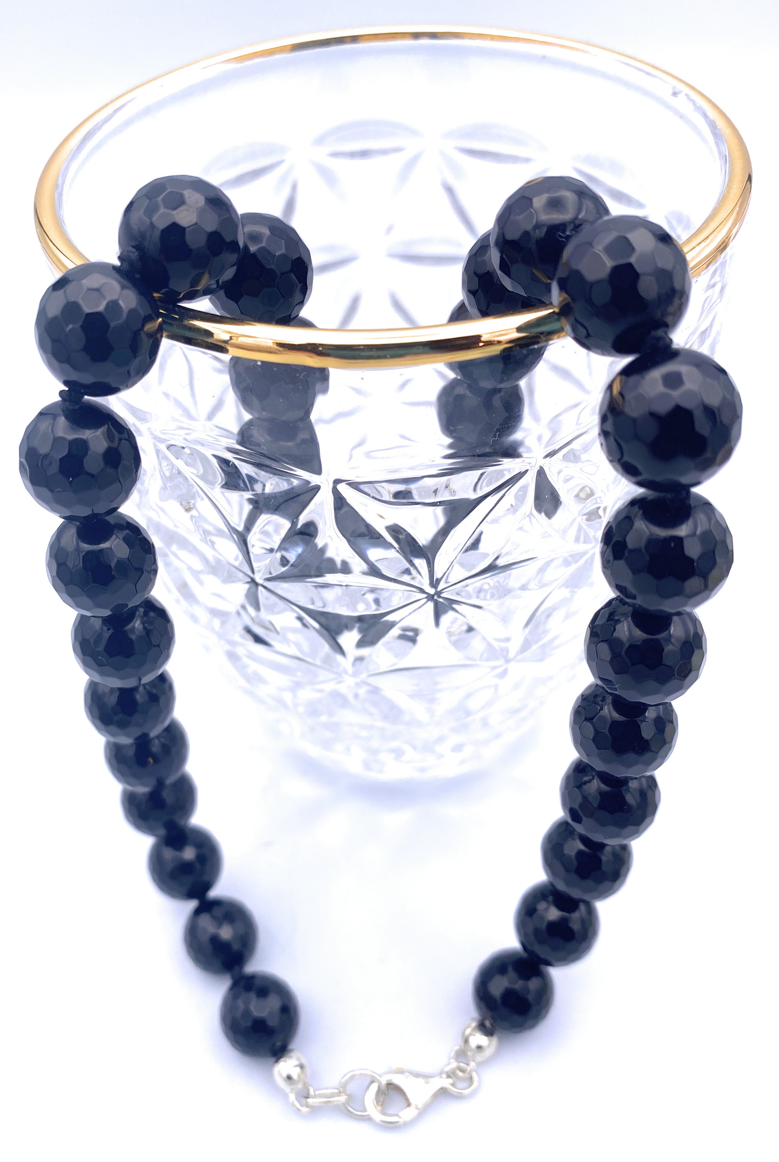 Facettierte Onyx Halskette 12mm