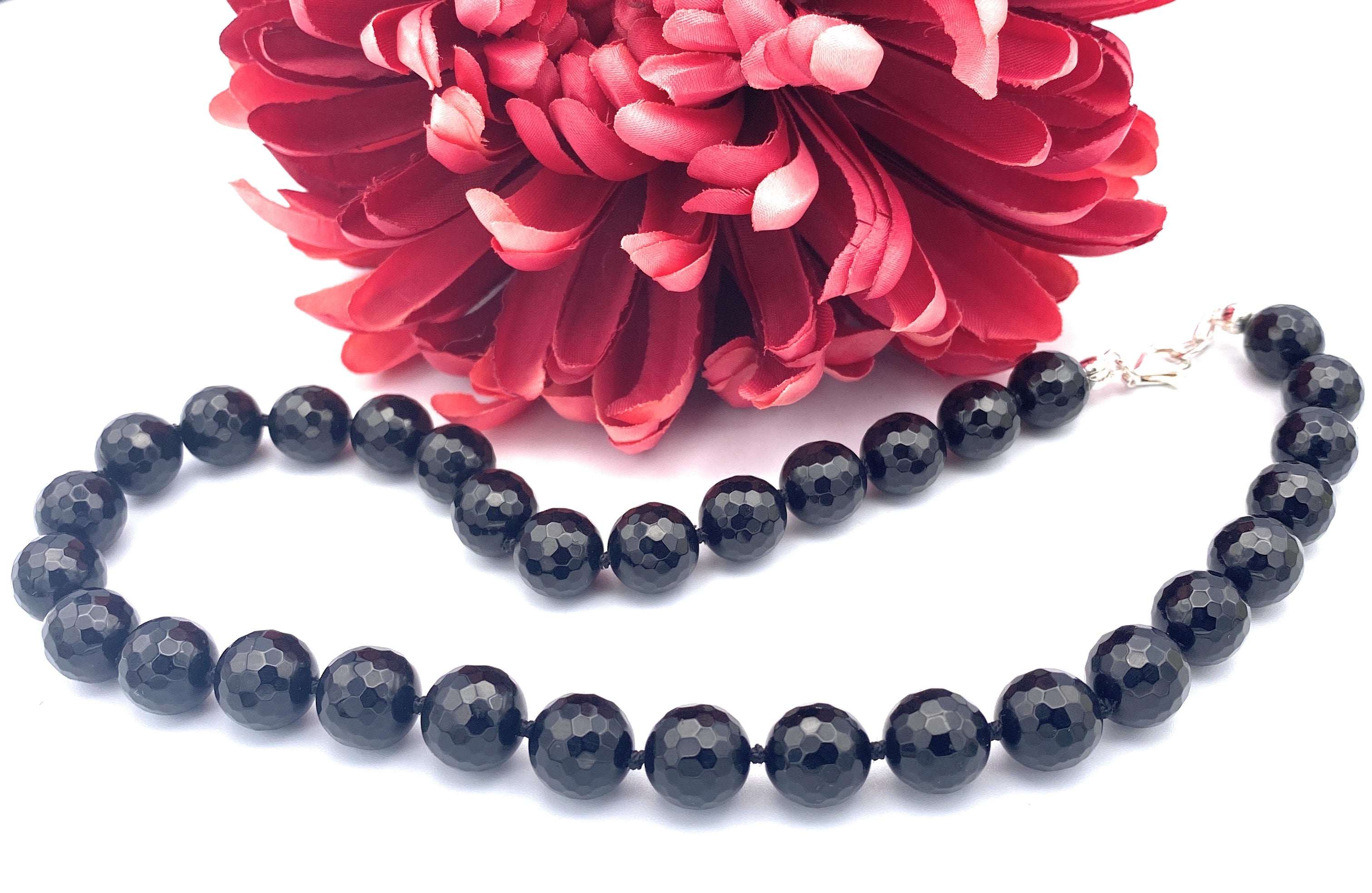 Facettierte Onyx Halskette 12mm