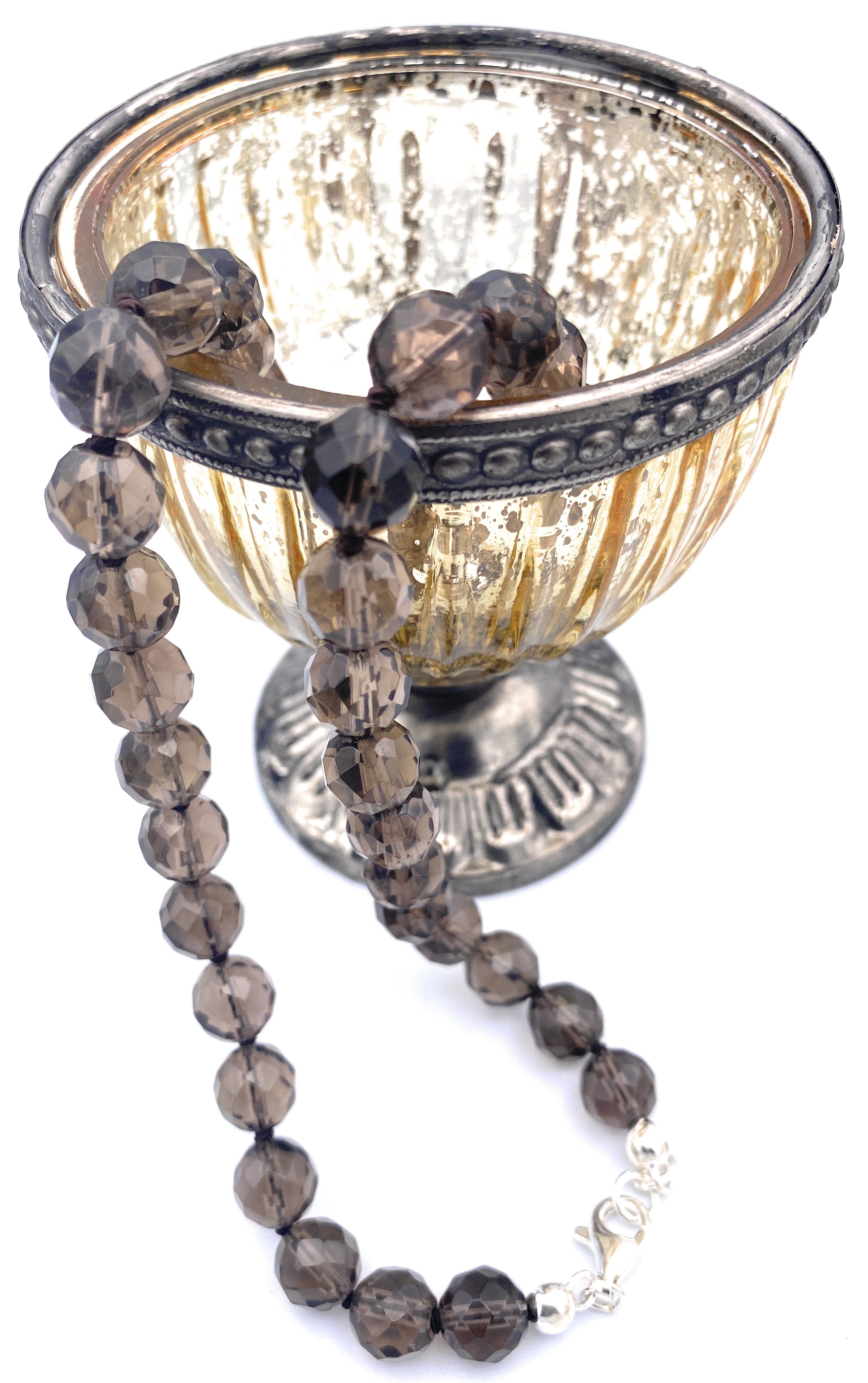 Facettierte Rauchquarz Halskette 10mm