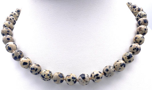 Dalmatiner-Jaspis Kugel Halskette 10mm
