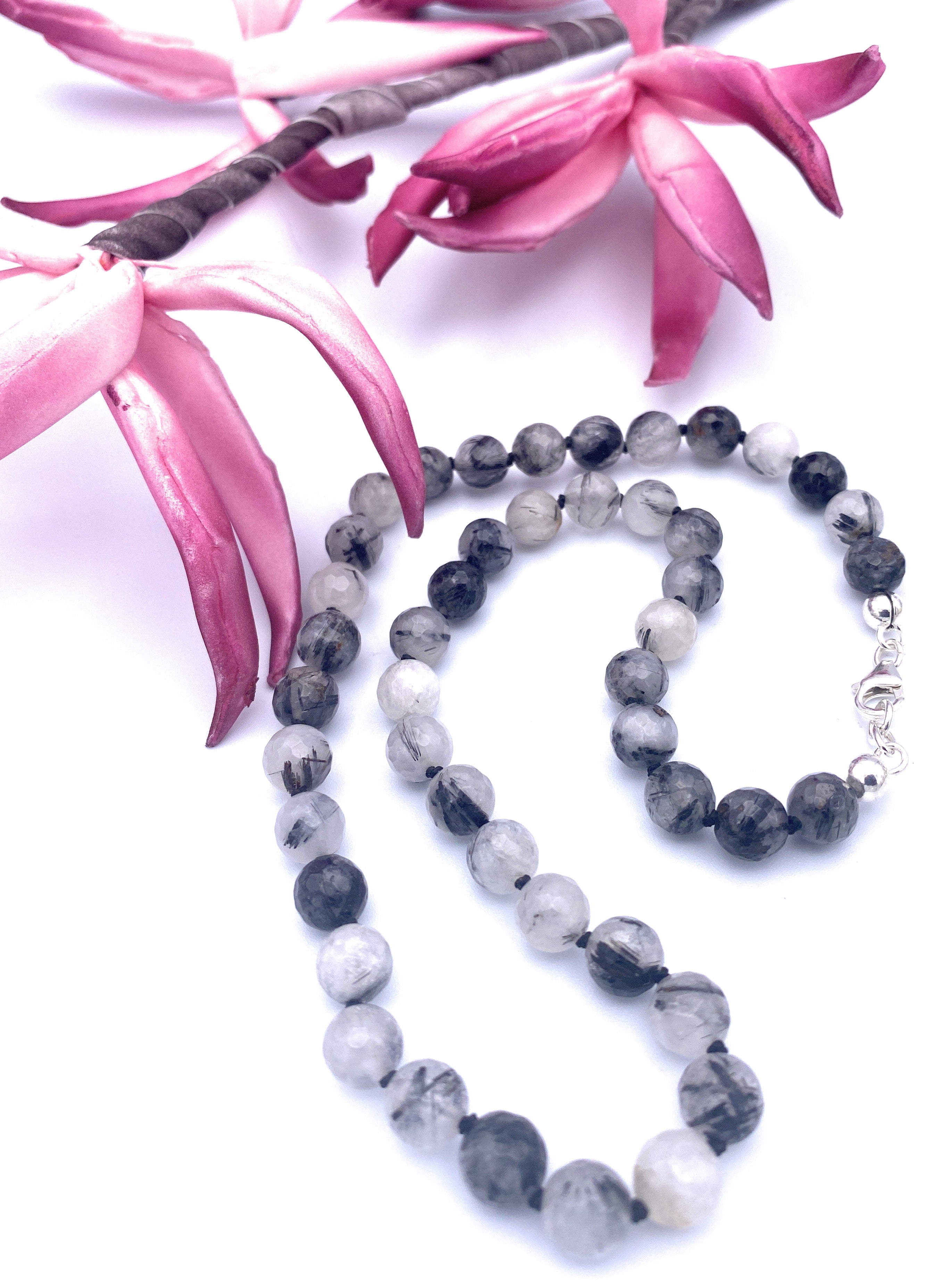 Facettierte Turmalinquarz Halskette 8mm