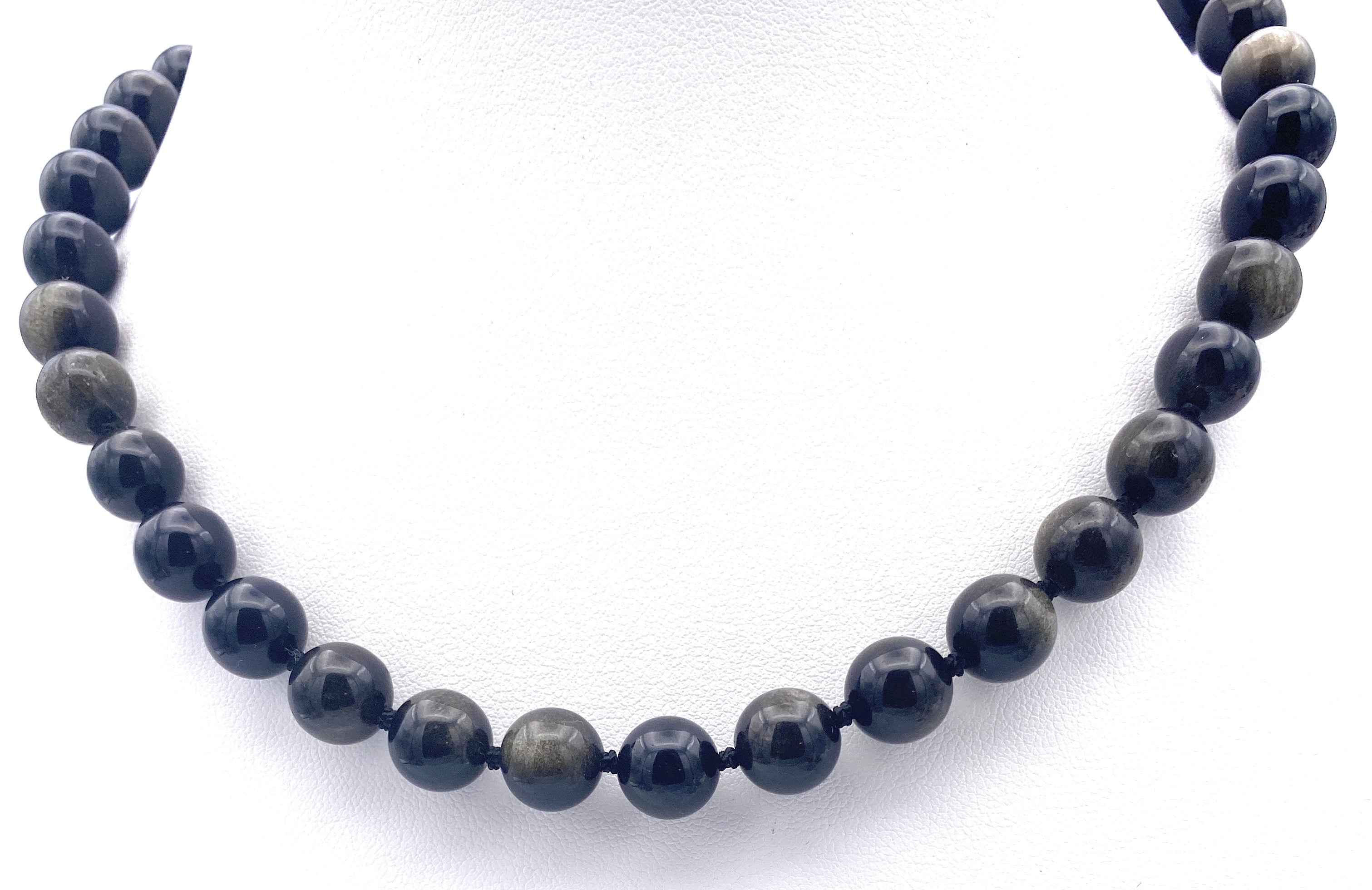 Gold-Obsidian Kugel Halskette 10mm