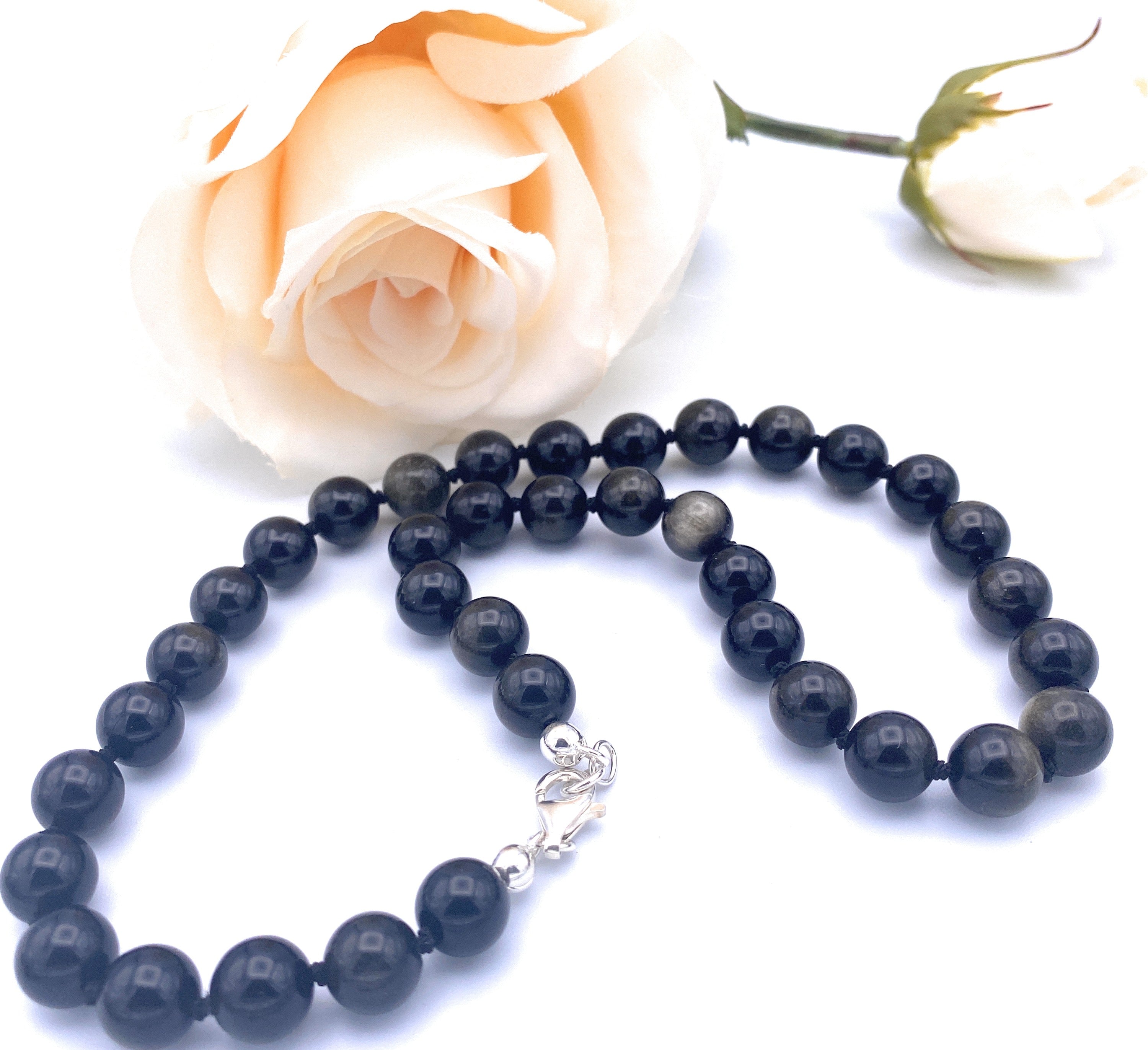 Gold-Obsidian Kugel Halskette 10mm