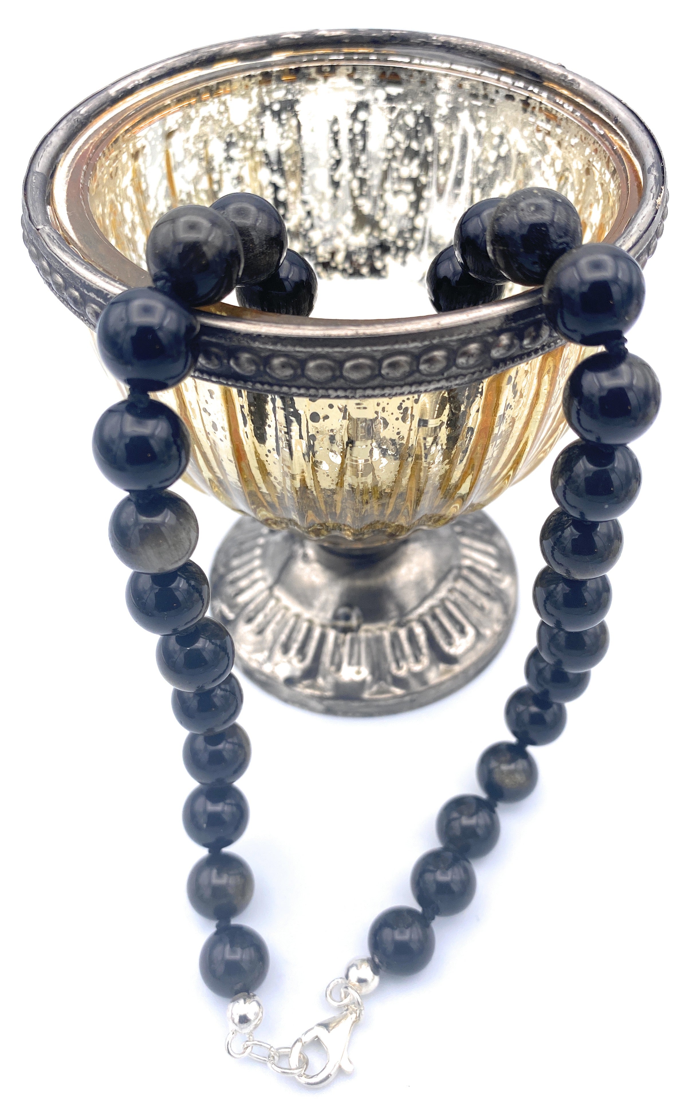 Gold-Obsidian Kugel Halskette 10mm