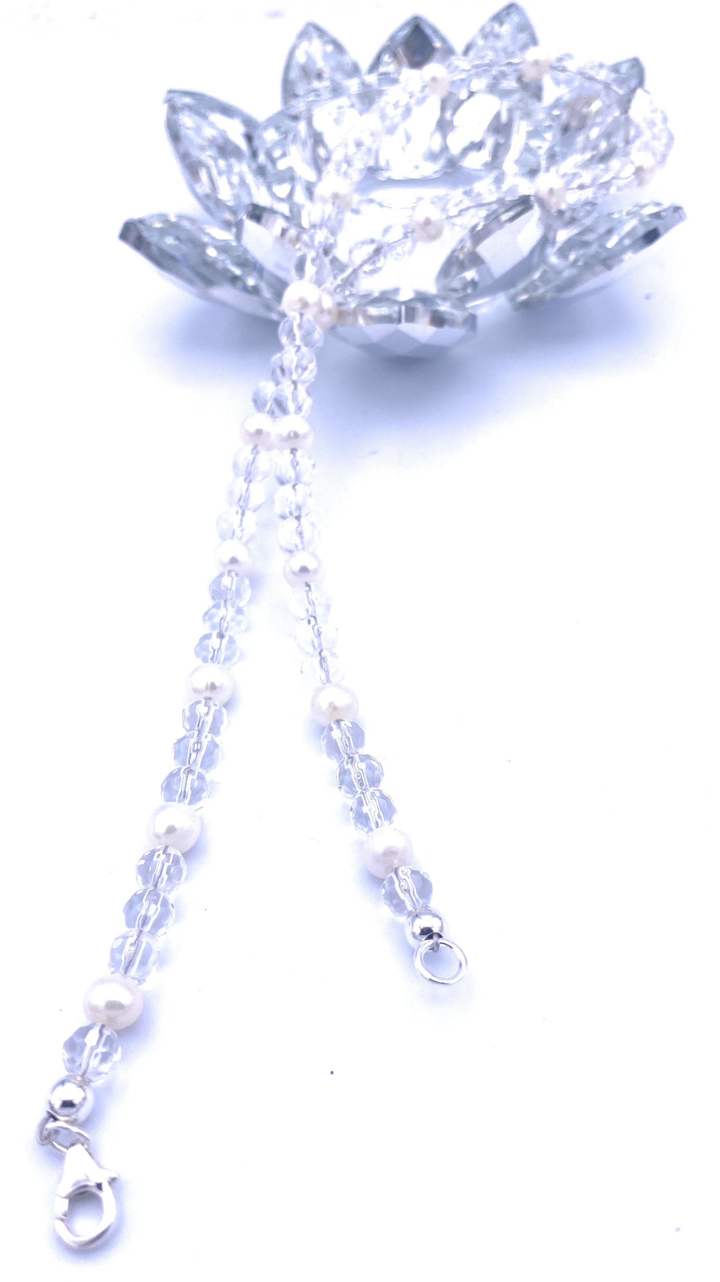 Facettierte Bergkristall Halskette 6mm mit Süßwasserperlen