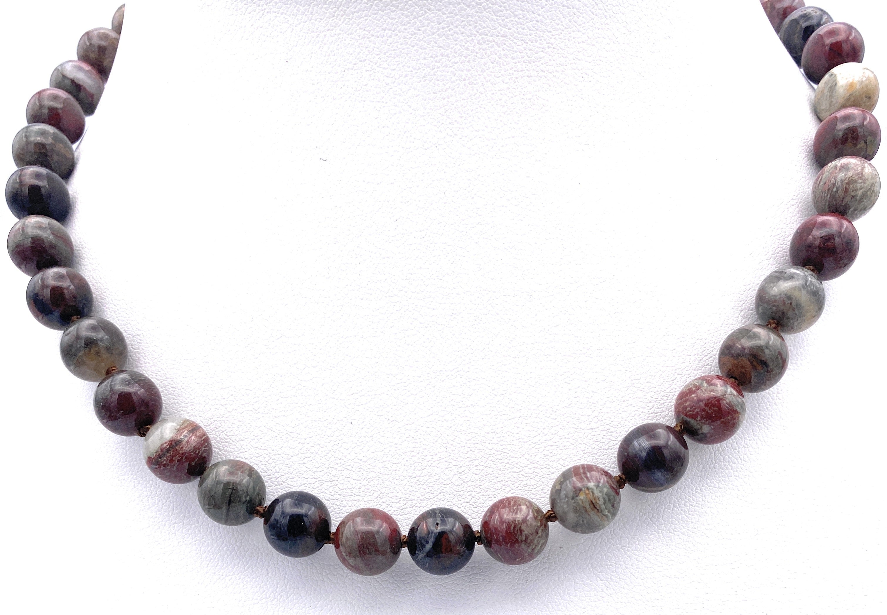 Streifen-Jaspis Kugel Halskette 10mm