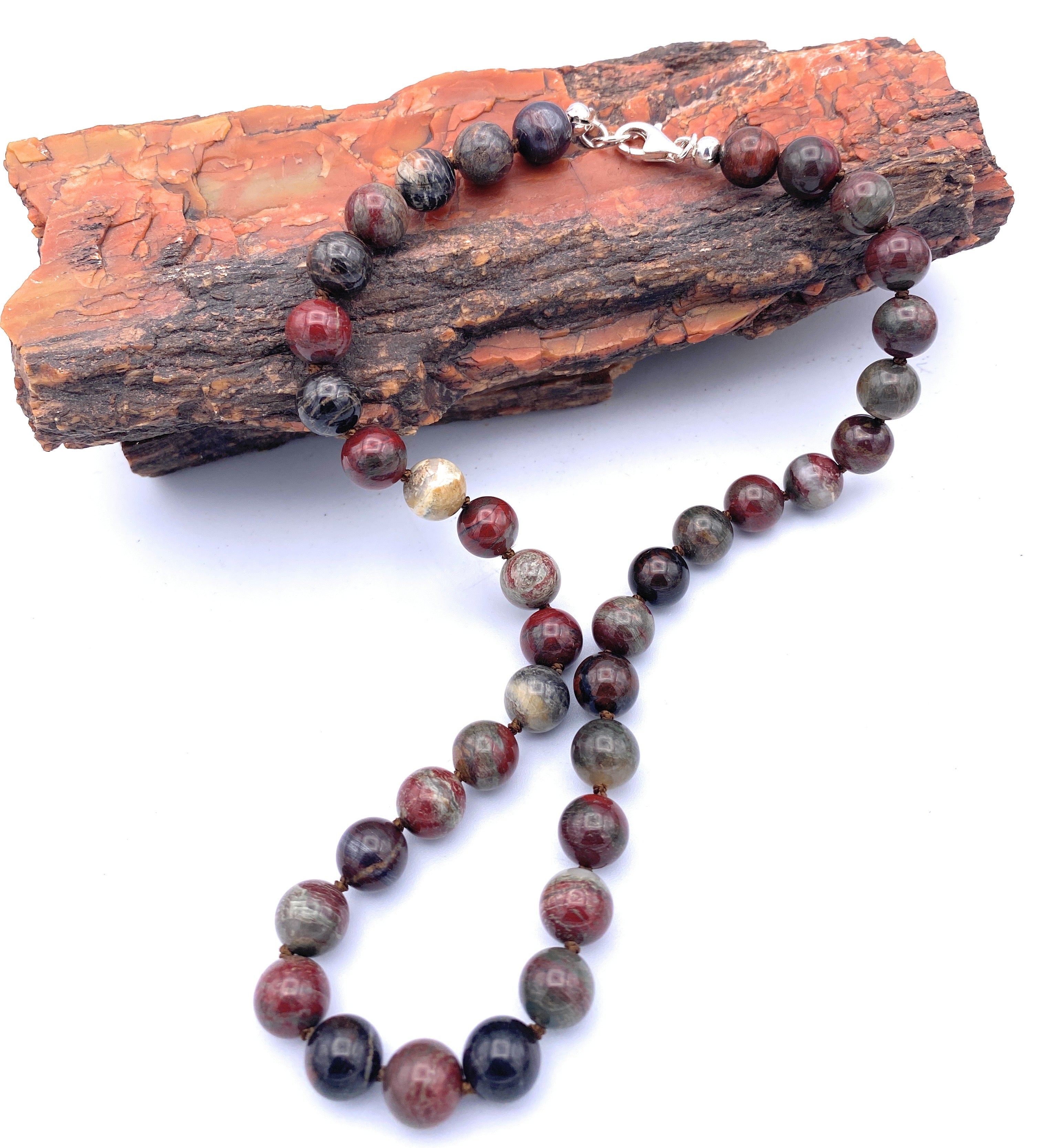 Streifen-Jaspis Kugel Halskette 10mm