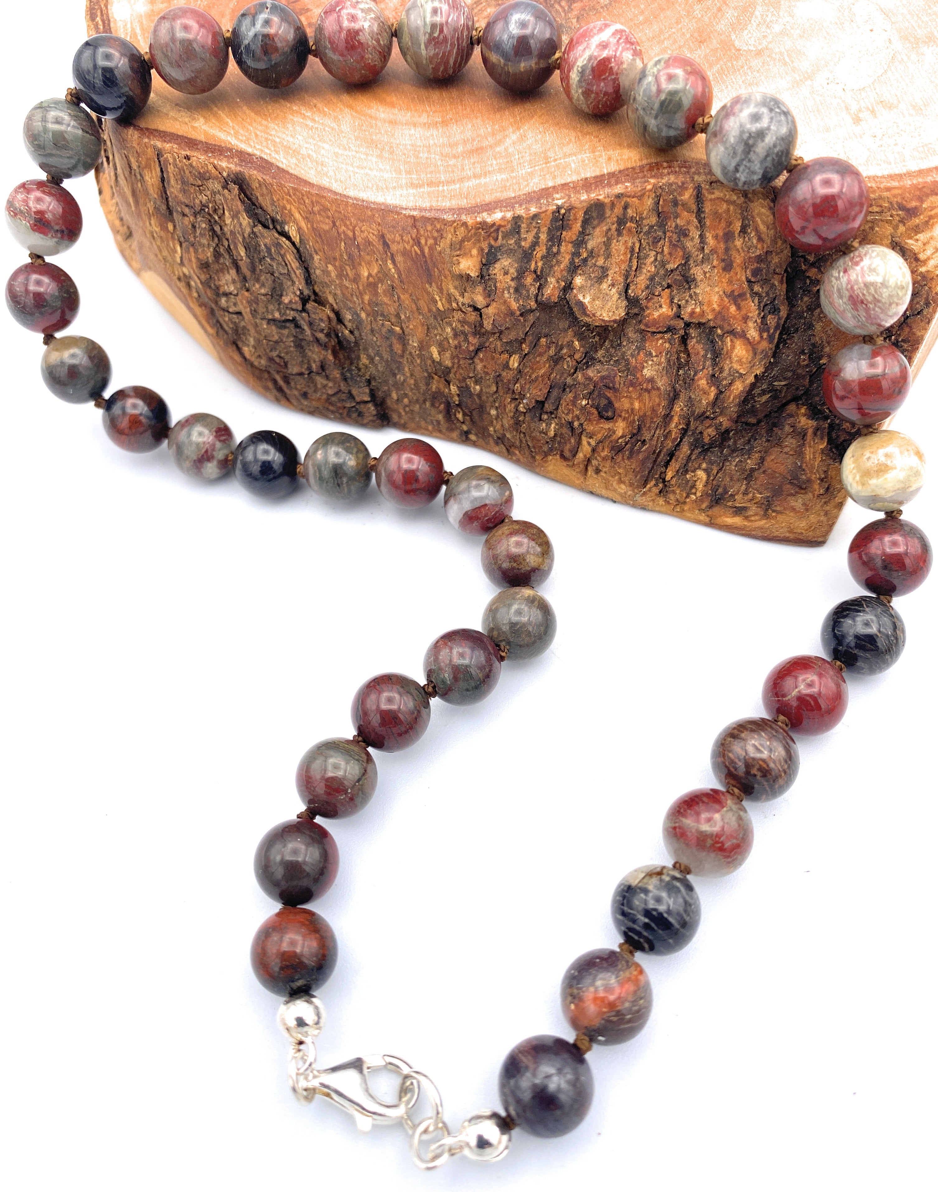 Streifen-Jaspis Kugel Halskette 10mm