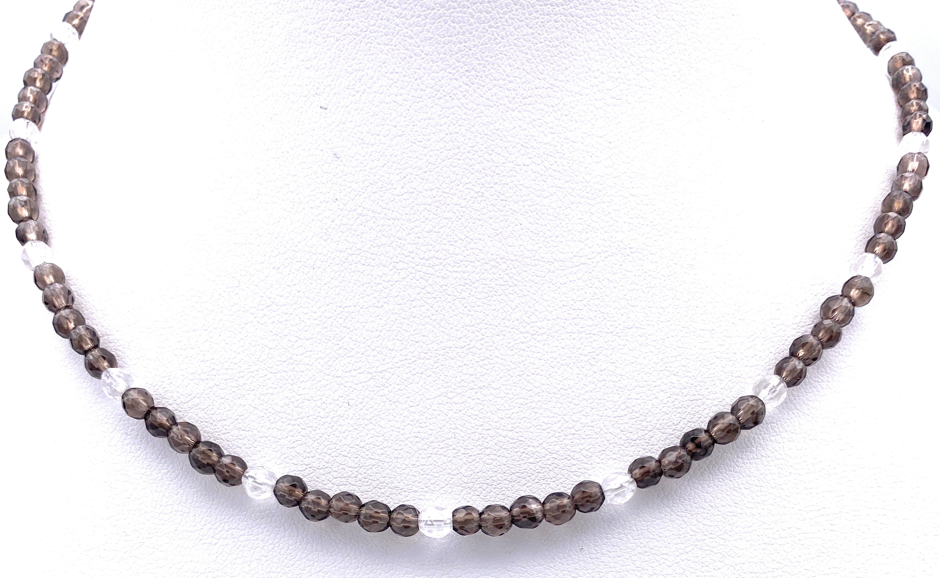 Rauchquarz Halskette mit Bergkristall