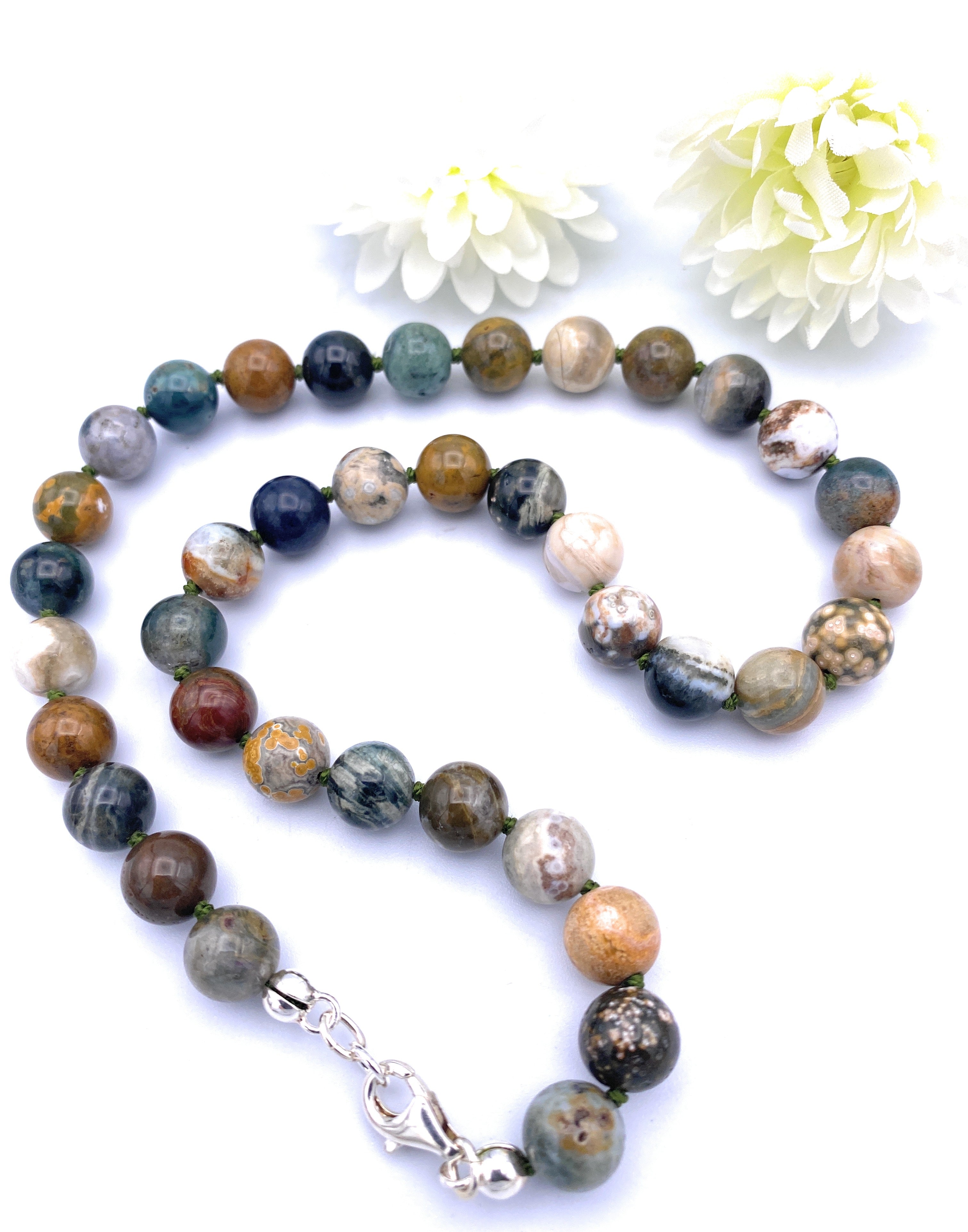 Ozean-Jaspis Halskette 12 mm