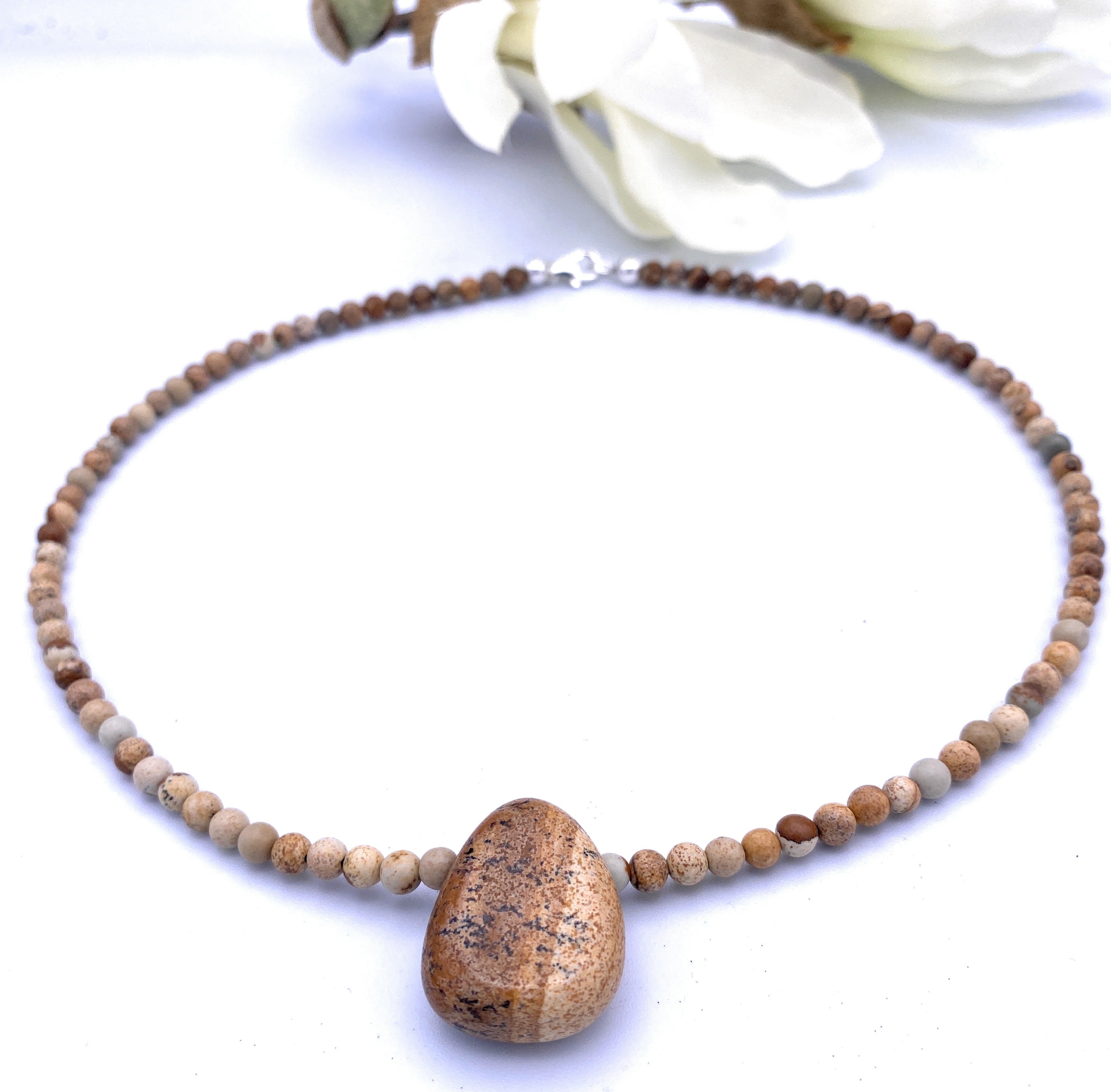 Landschafts-Jaspis Halskette mit Anhänger