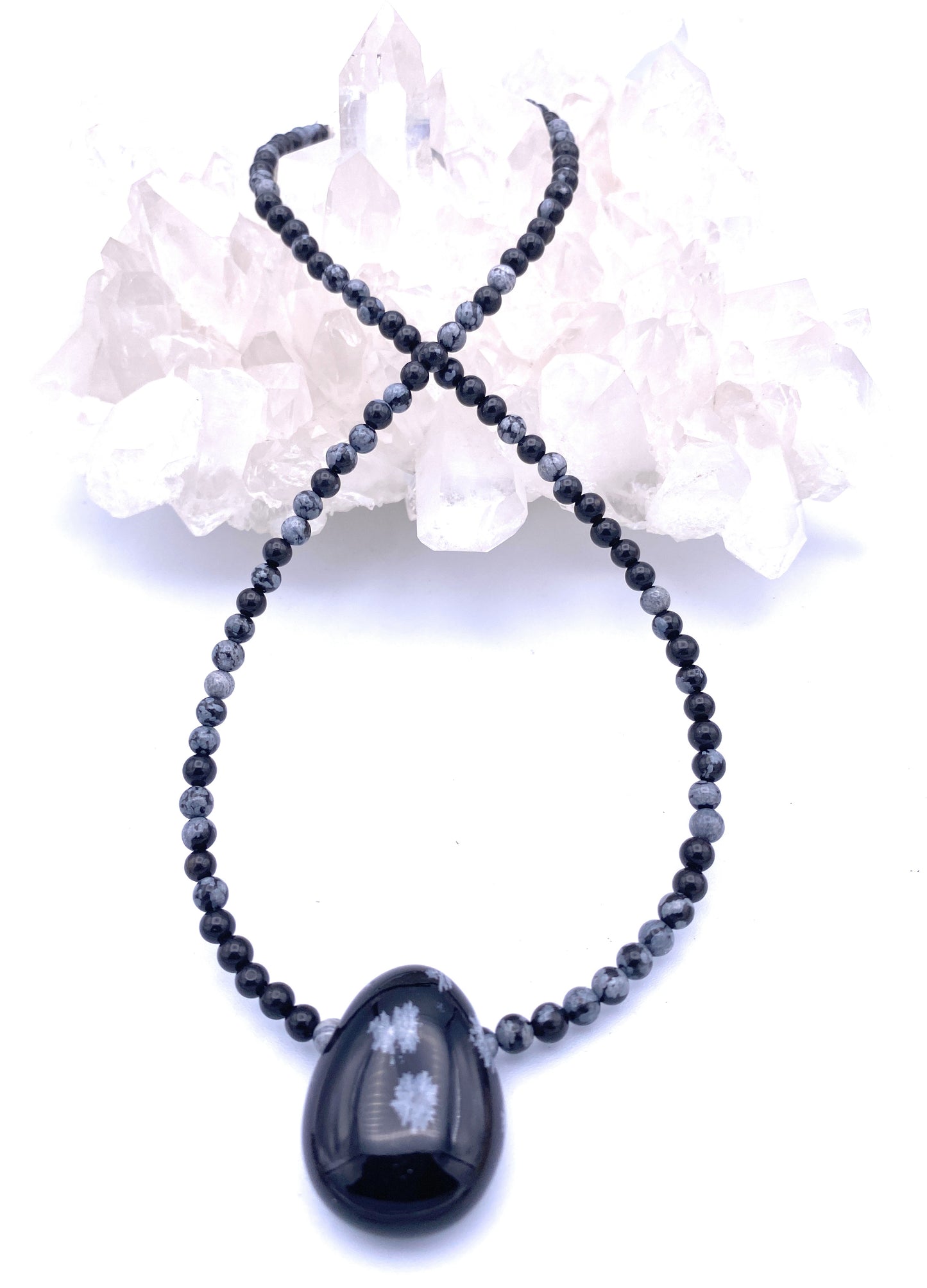 Schneeflocken-Obsidian Halskette mit Anhänger