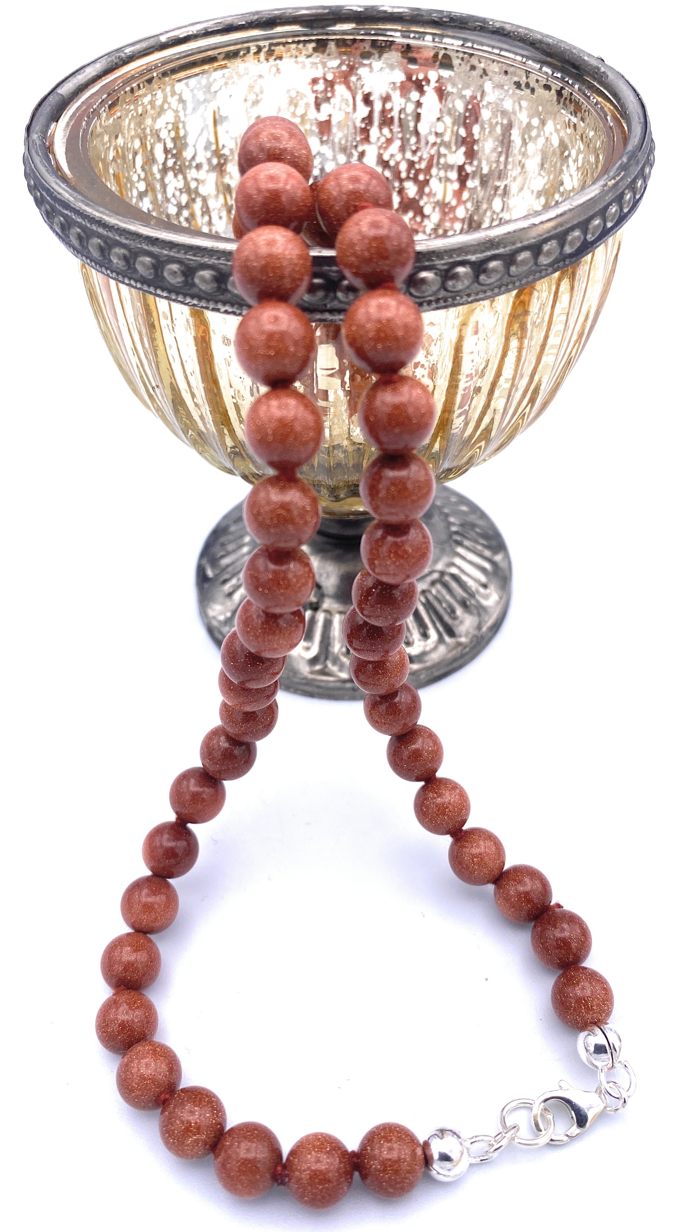 Goldfluss Kugel Halskette 8mm