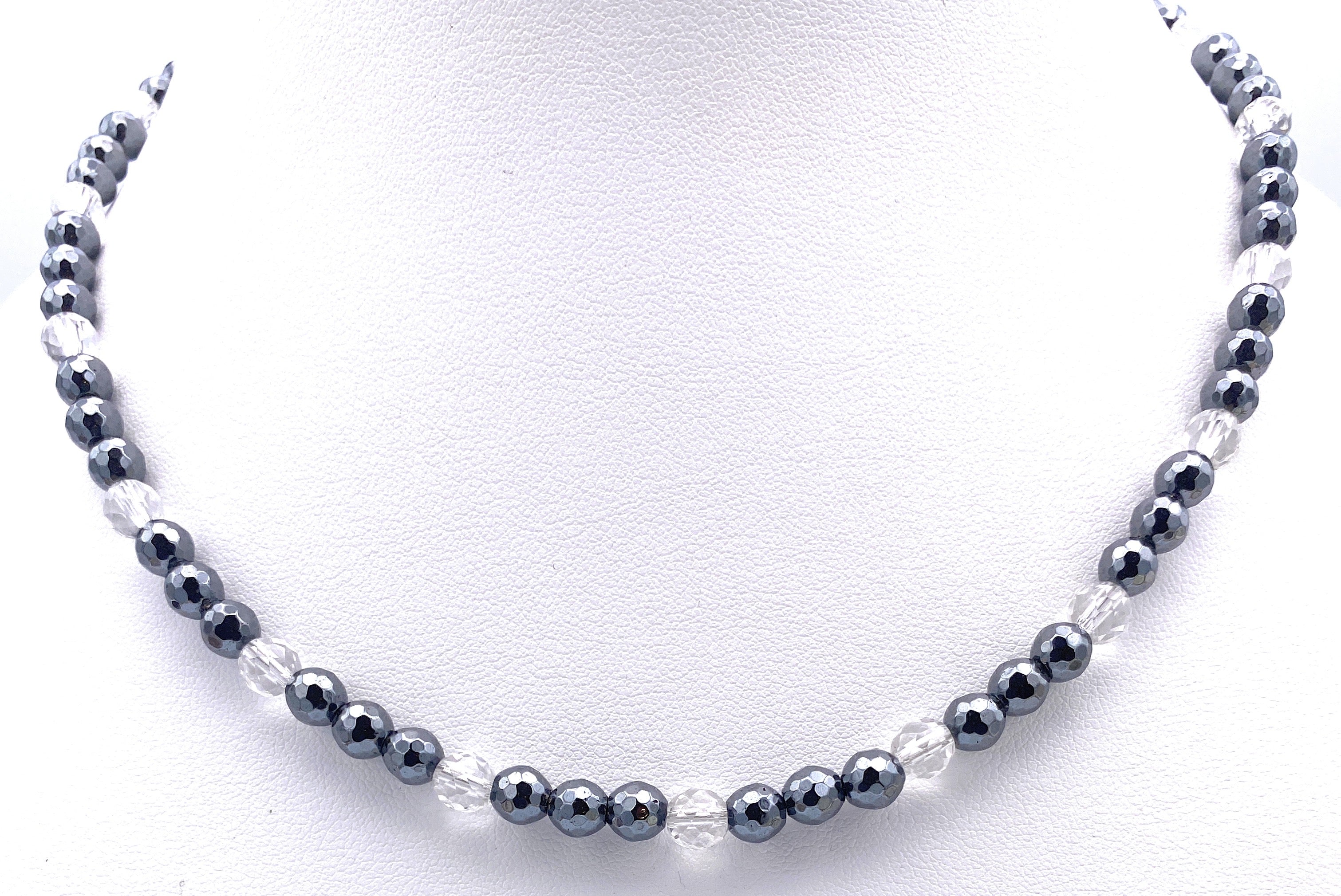 Hämatit Halskette mit Bergkristall 6mm