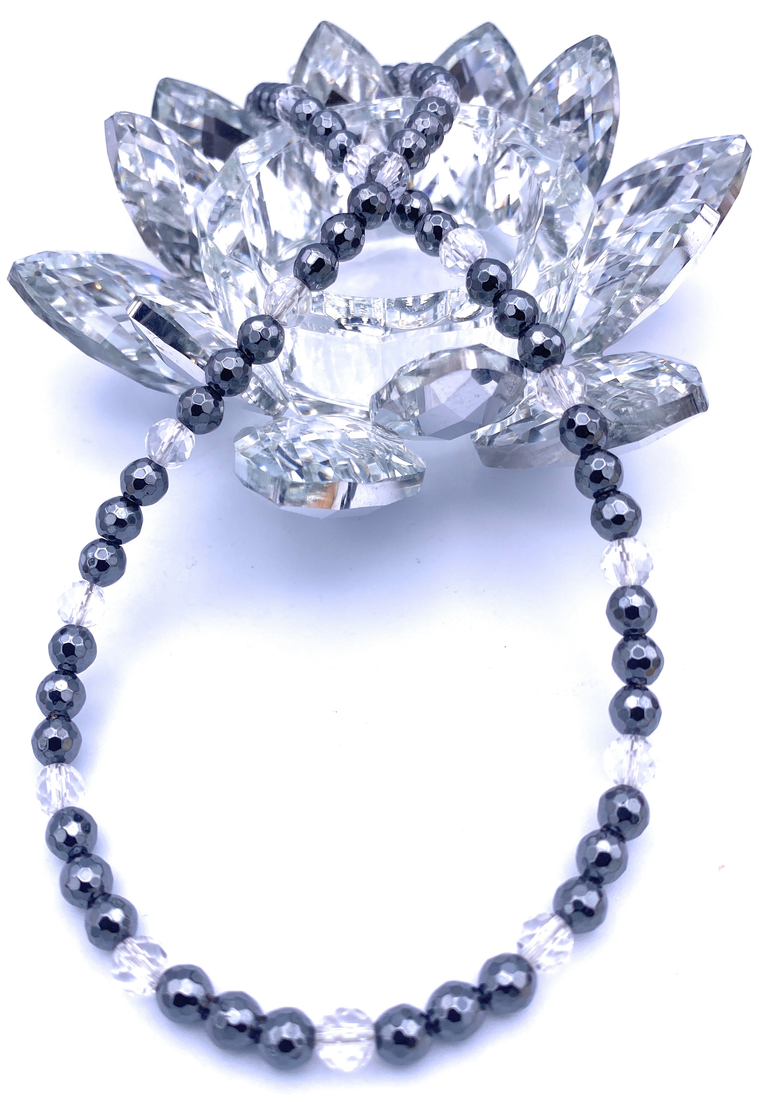 Hämatit Halskette mit Bergkristall 6mm