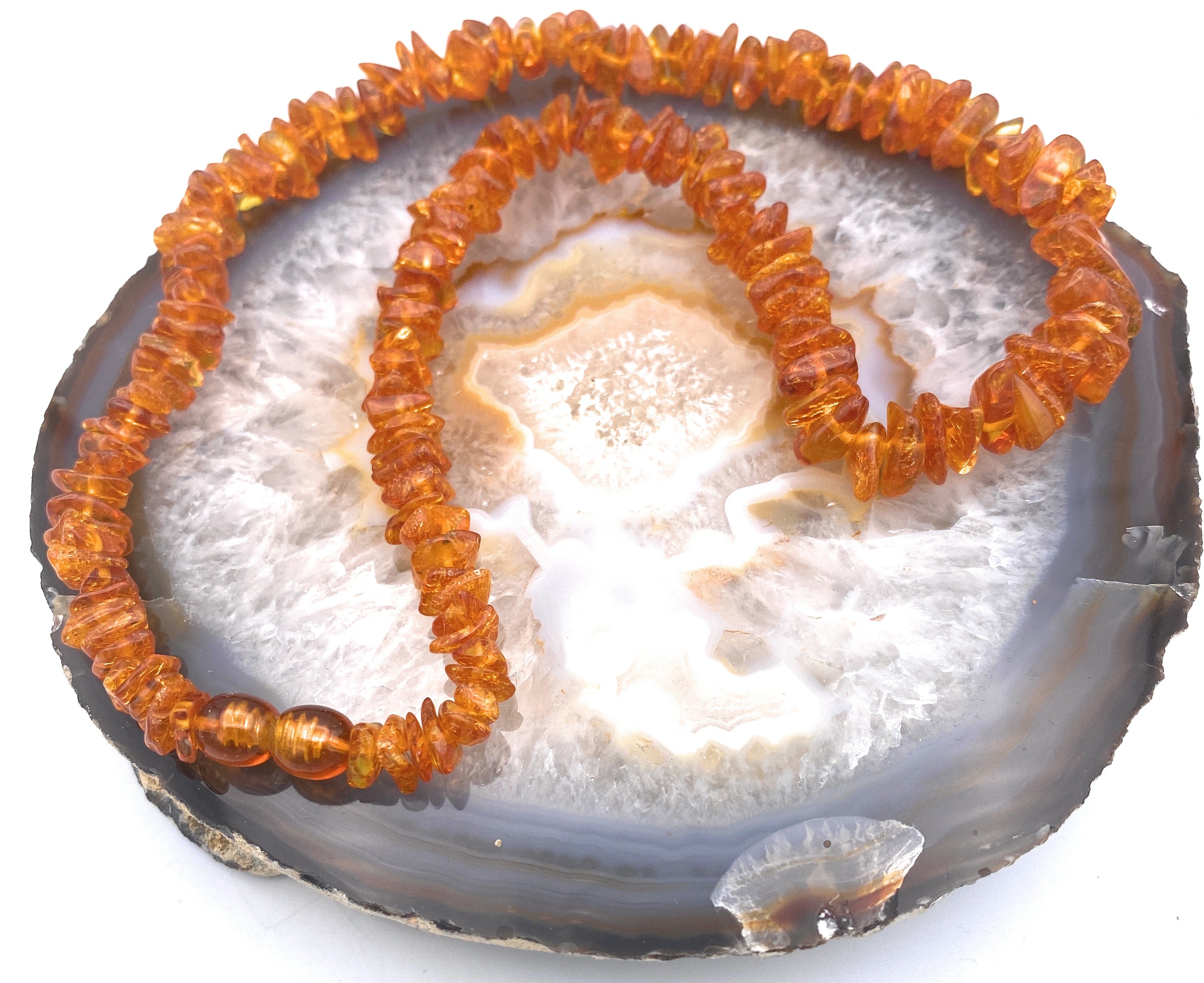 Bernstein Chips Halskette 8mm