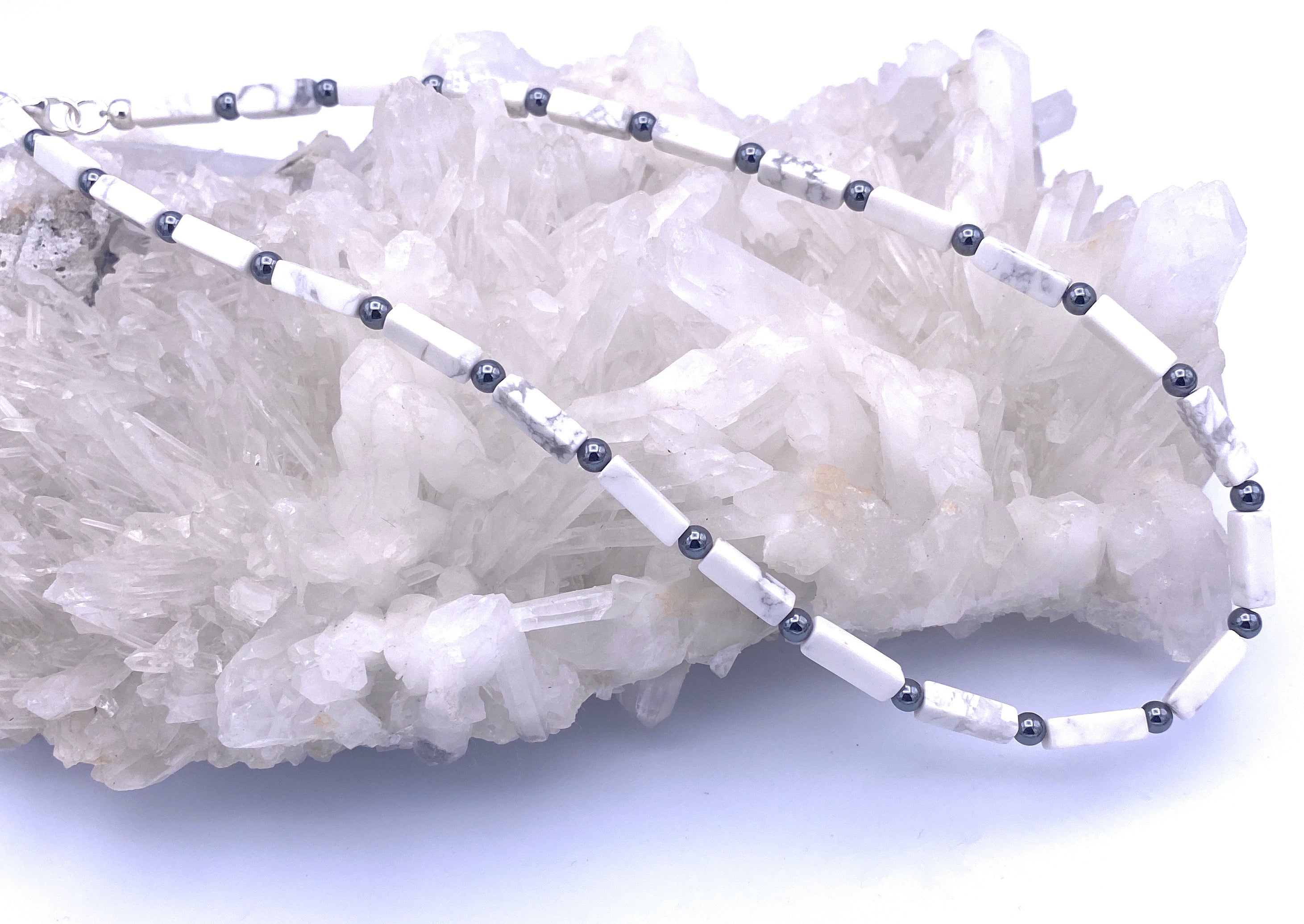 Magnesit Rechteck-Kette mit Hämatin 4mm