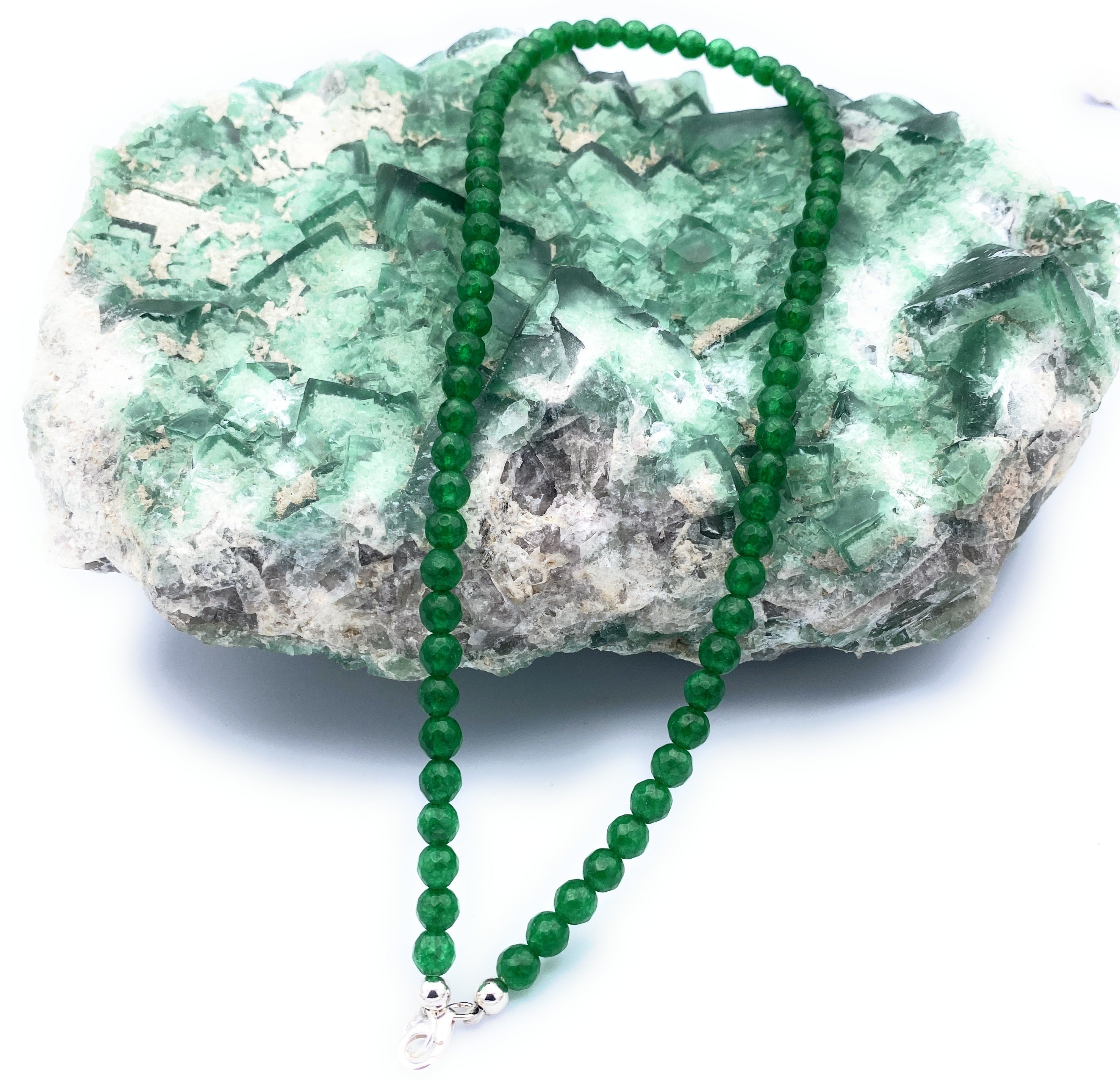 Grüne Facettierte Achat Halskette 6mm