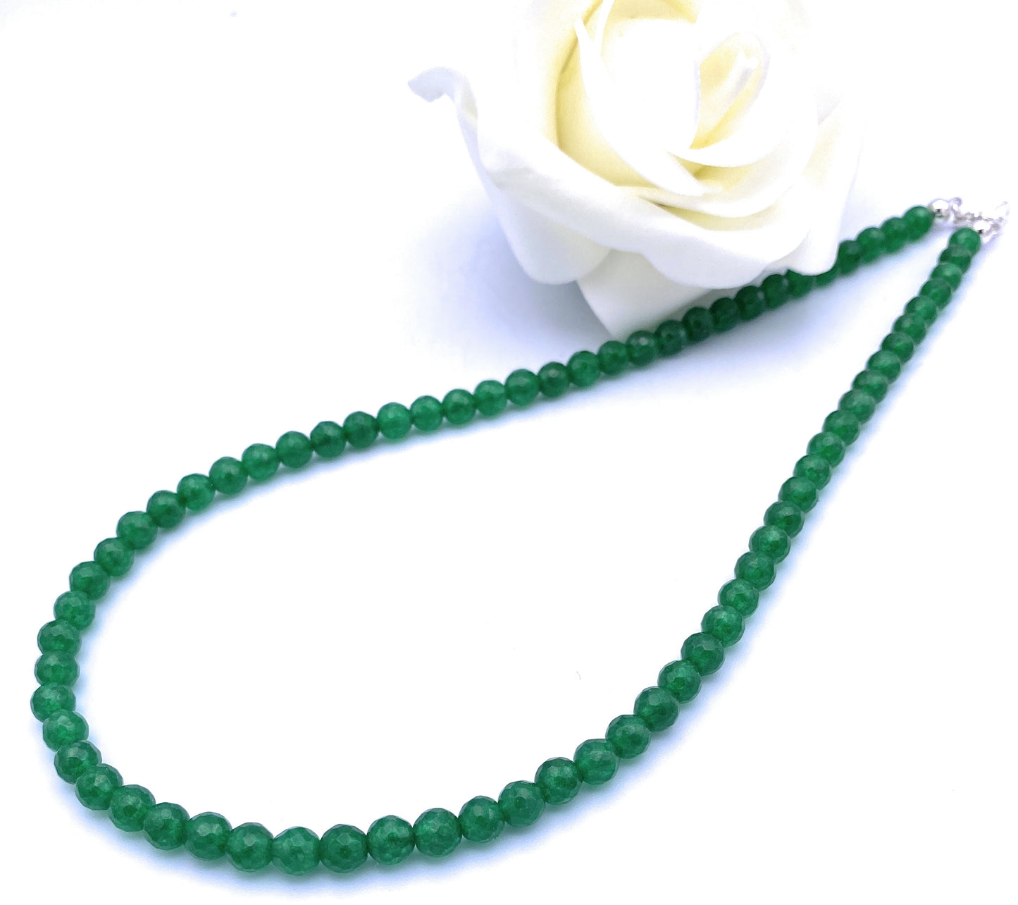 Grüne Facettierte Achat Halskette 6mm