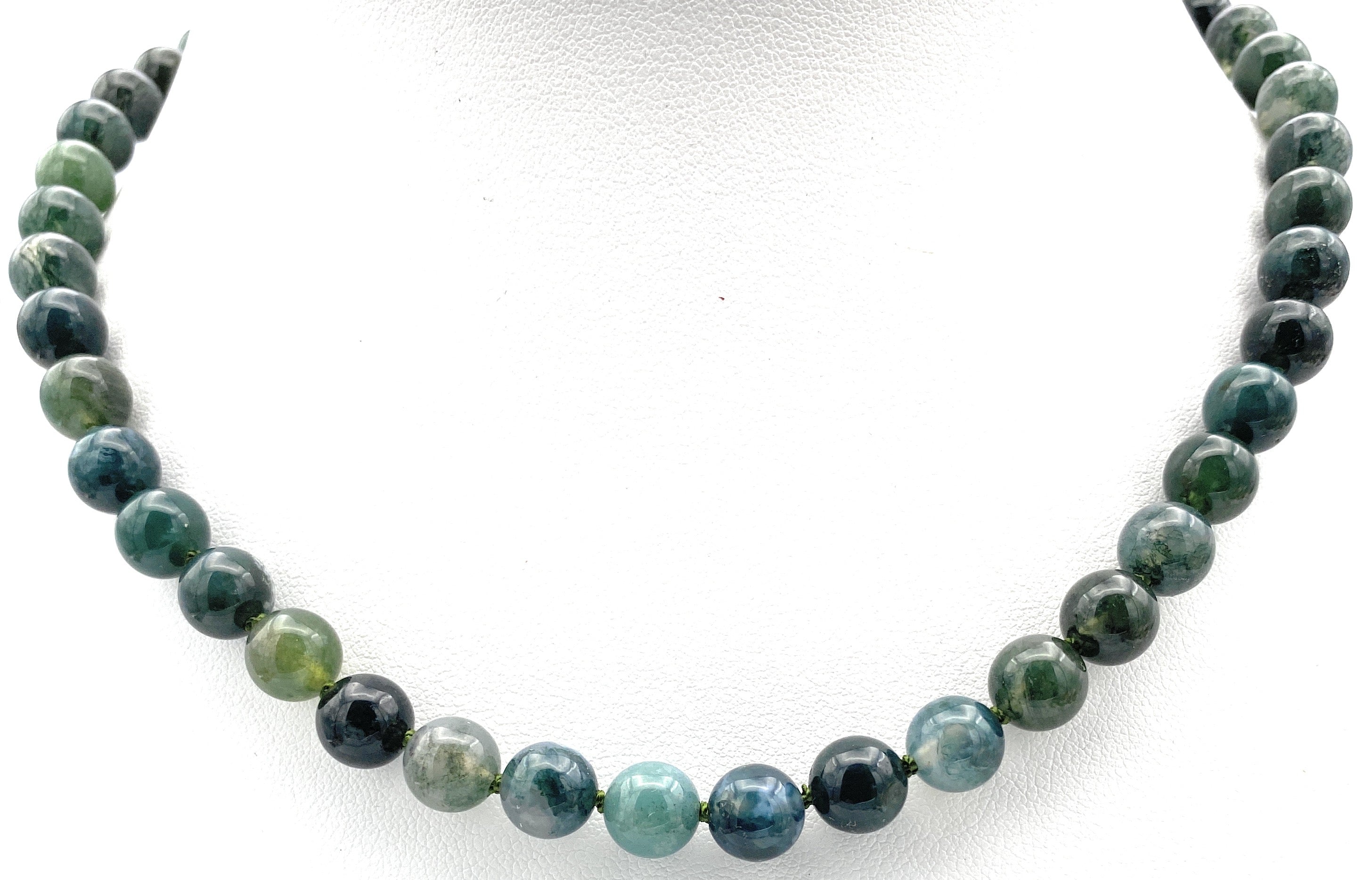 Moos-Achat Kugel Halskette 8mm