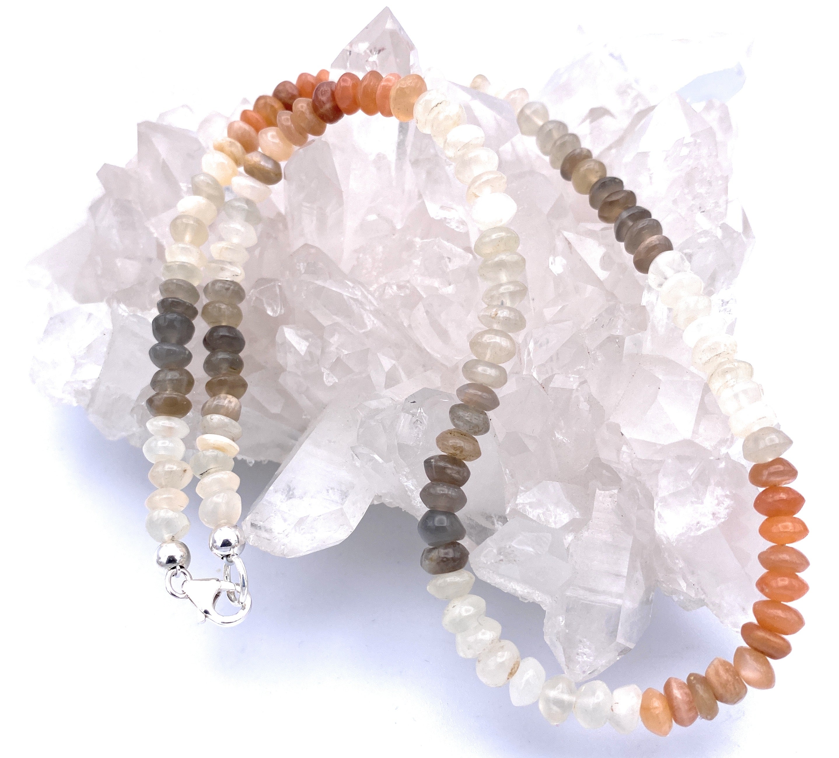 Mondstein Linsen Halskette 4mm