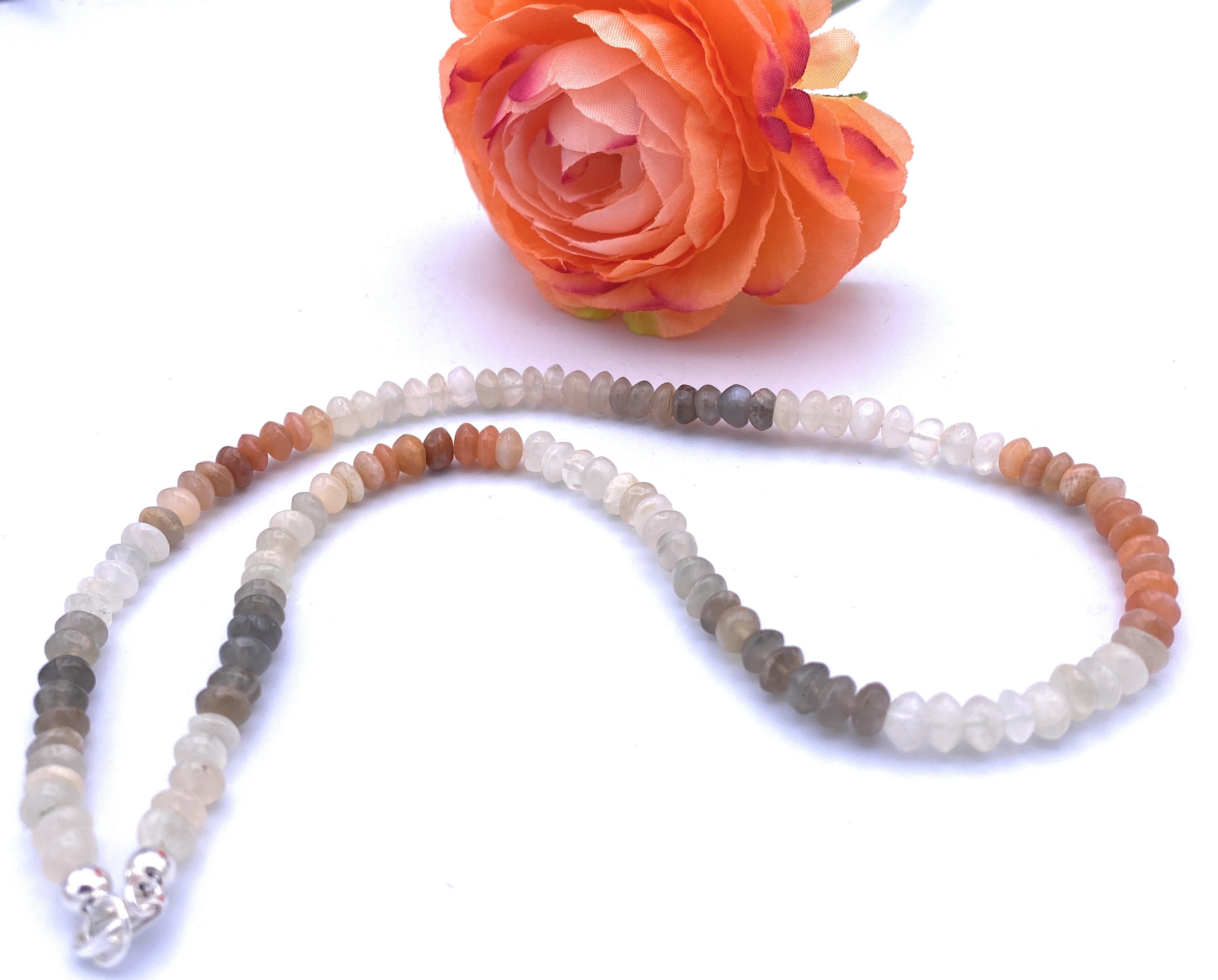 Mondstein Linsen Halskette 4mm