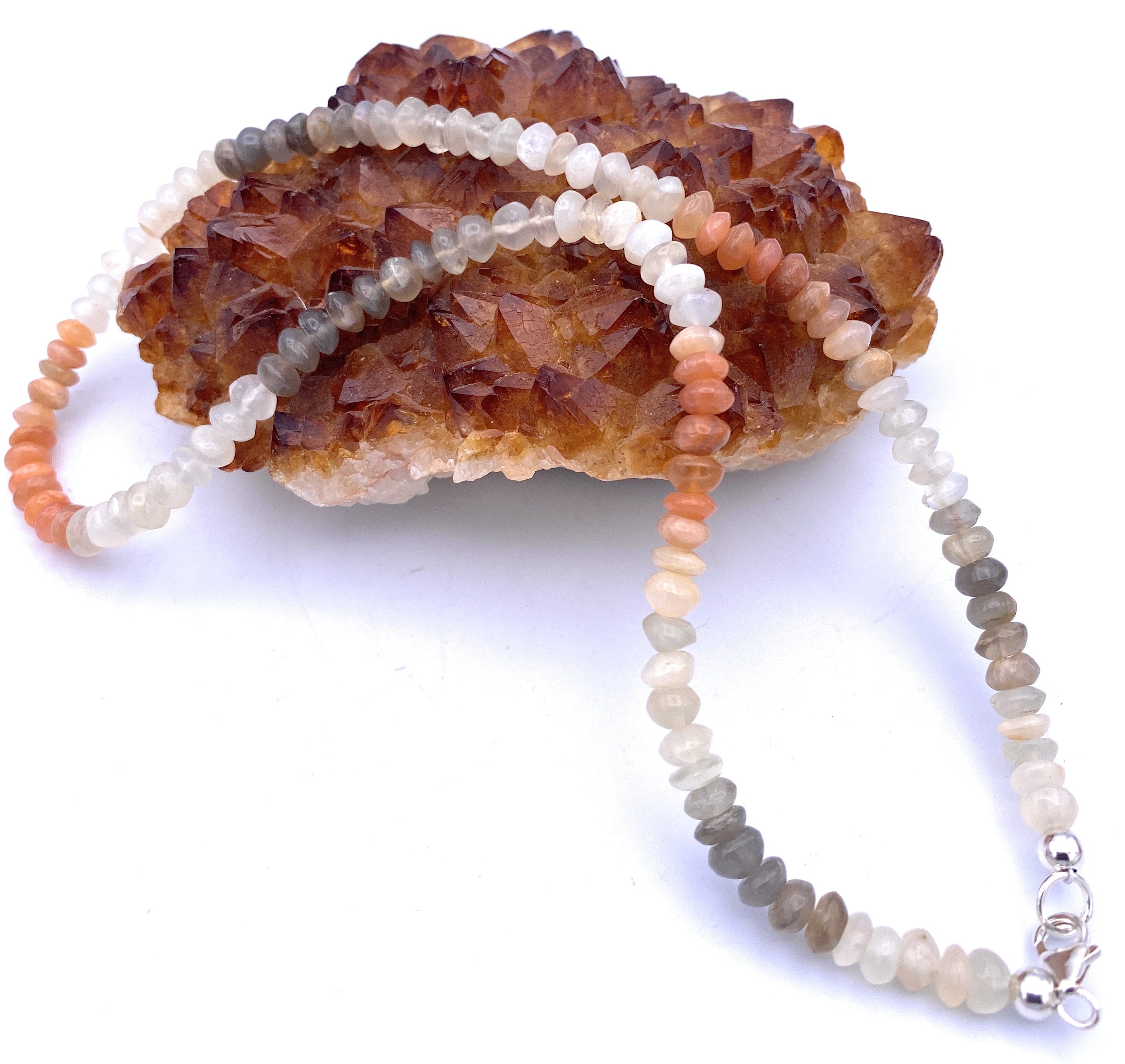 Mondstein Linsen Halskette 4mm