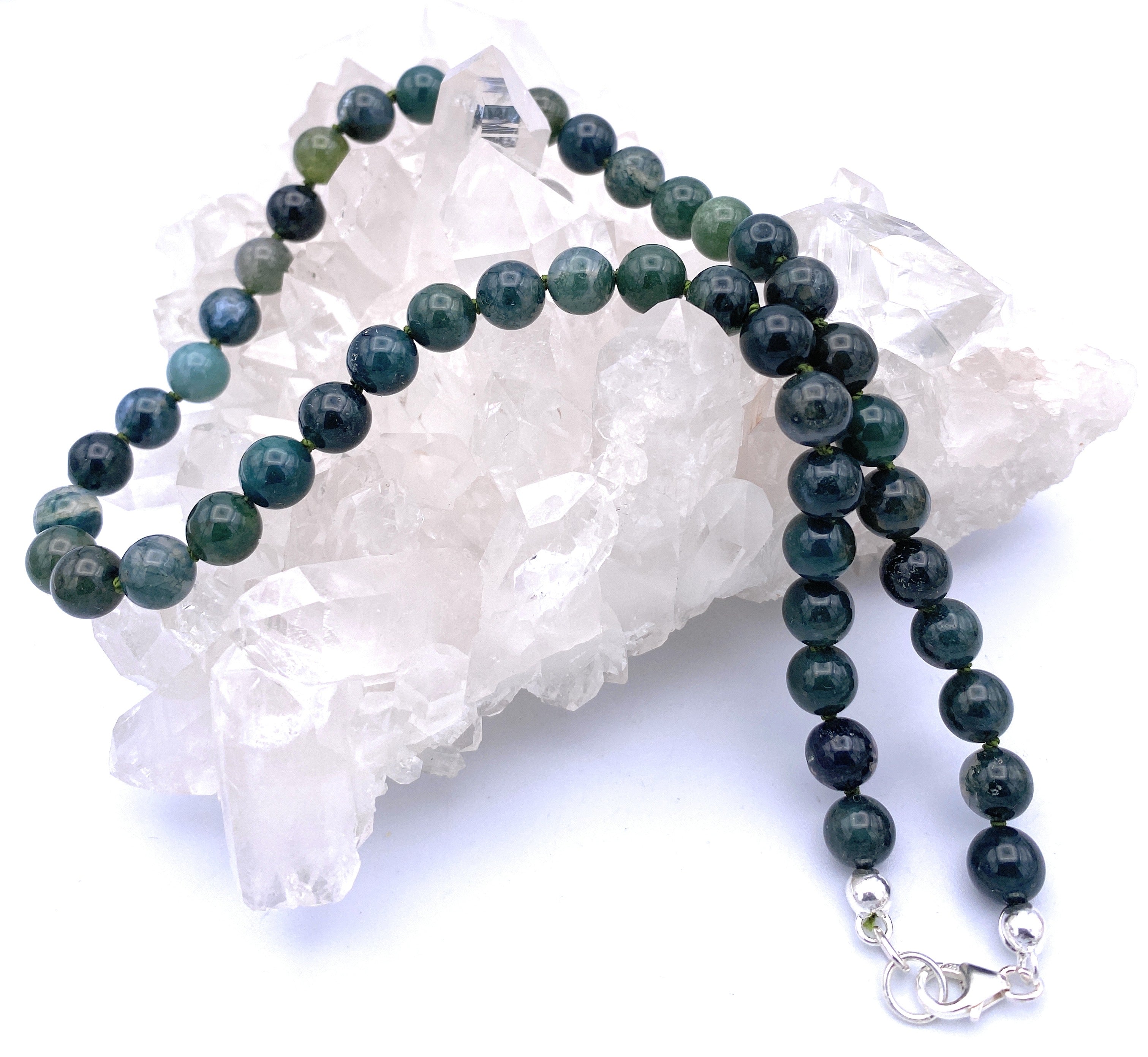 Moos-Achat Kugel Halskette 8mm