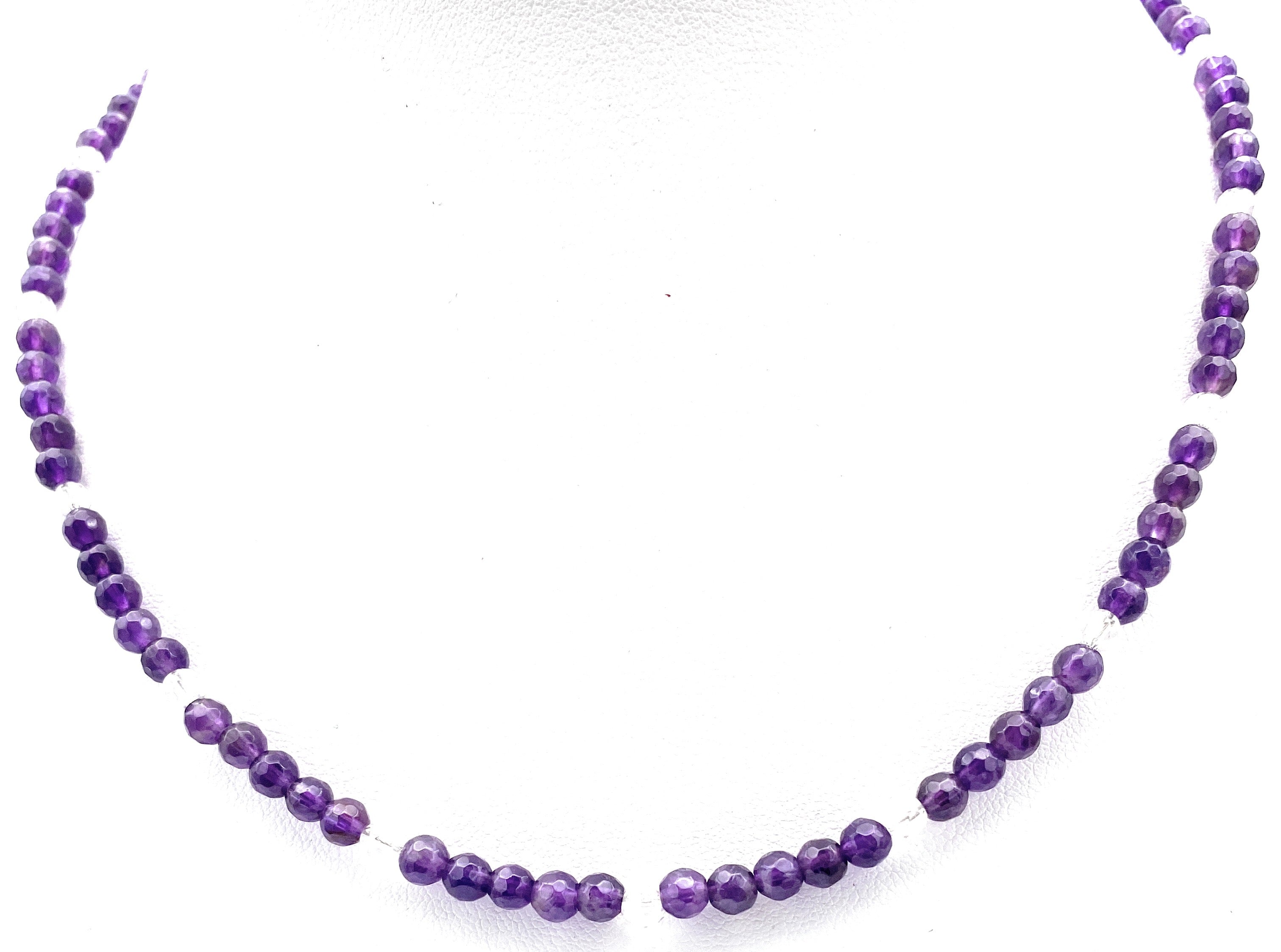 Facettierte Amethyst Halskette mit Bergkristall 4mm