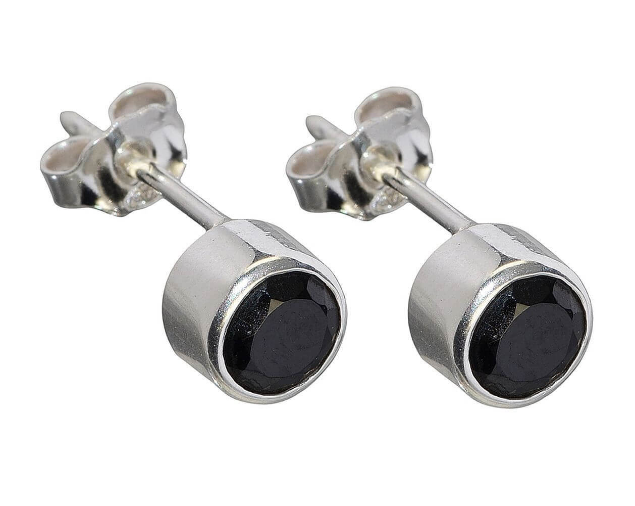 Ohrstecker-Spinell-schwarz-fac-rund-4-mm-4466