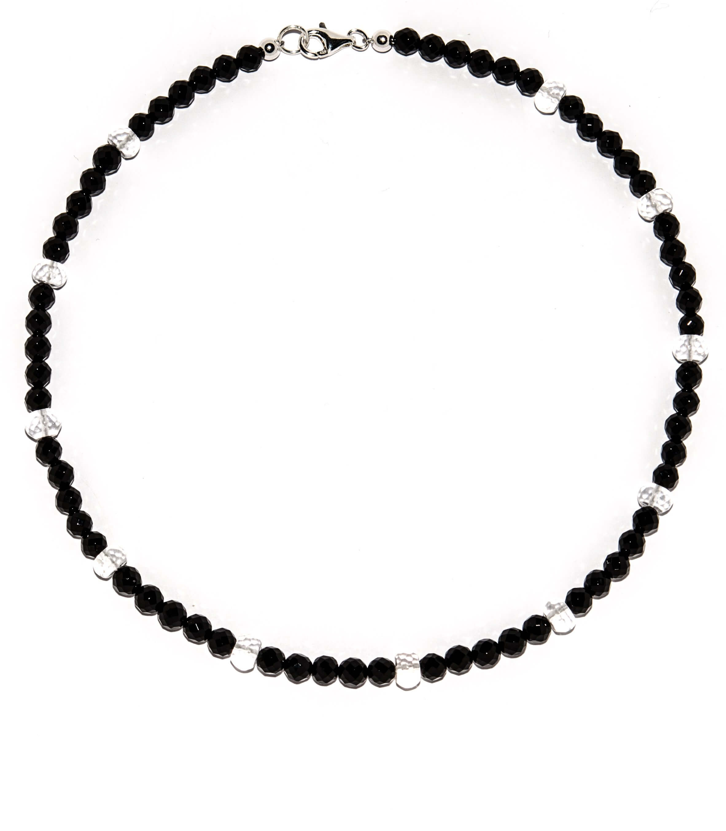 Onyx-Halskette-mit-facettierten-Bergkristall-Linsen-rund