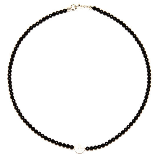 Onyx-Halskette-mit-geblitzter-Bergkristall-Kugel