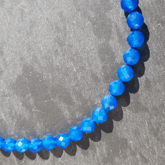 Ozeanblaue Achat Halskette mit Perlseide