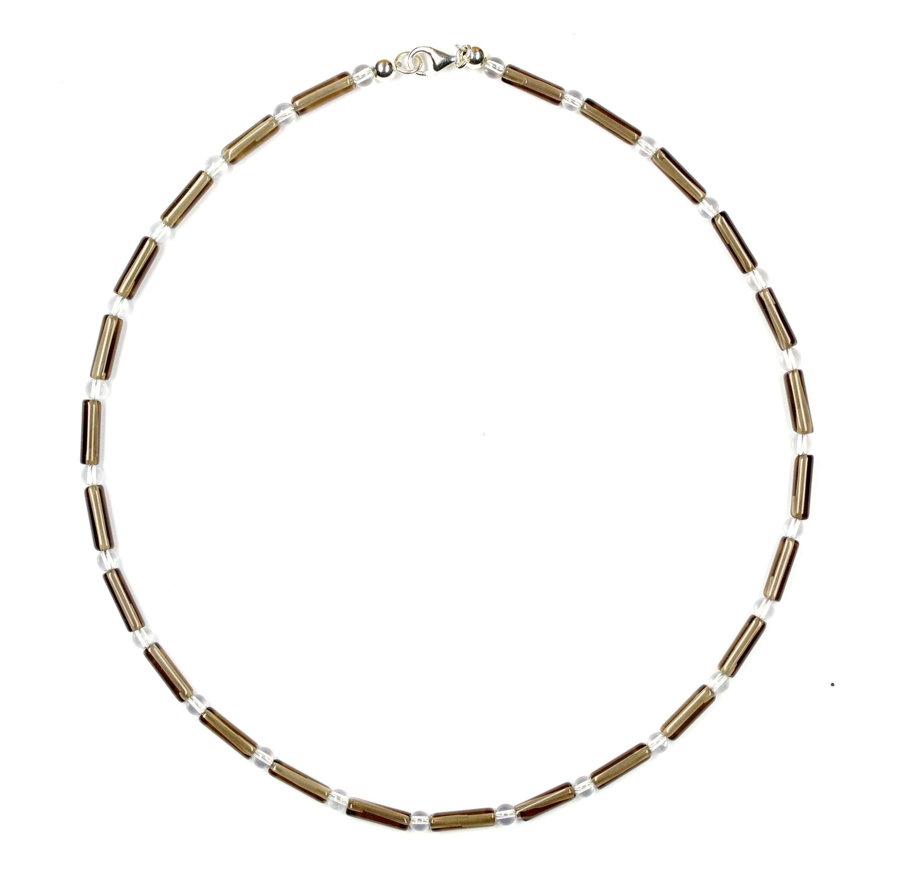 Rauchquarz-Kette-Walzen-mit-Bergkristall-50H